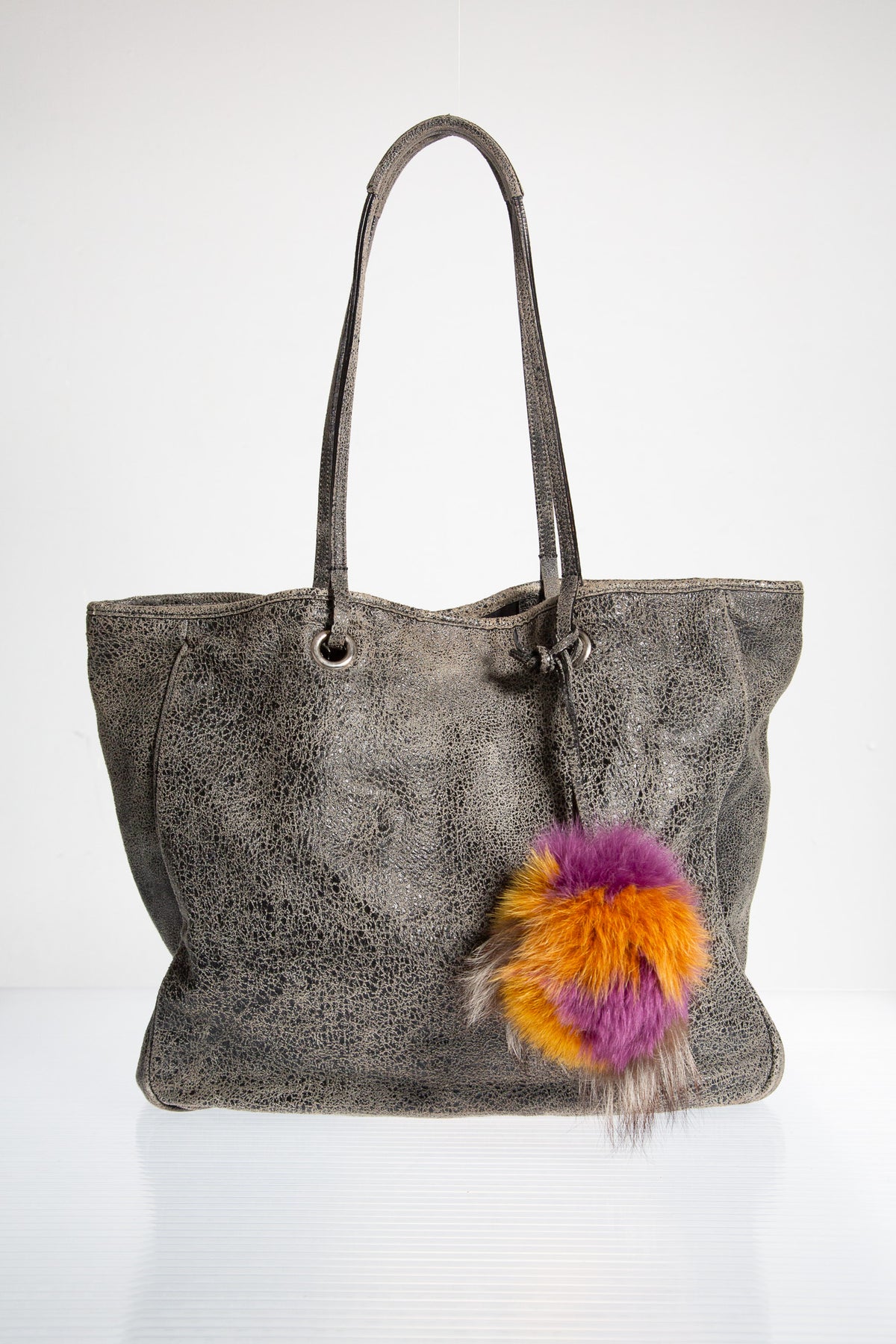 PINKO CRACKED LEATHER TOTE BAG