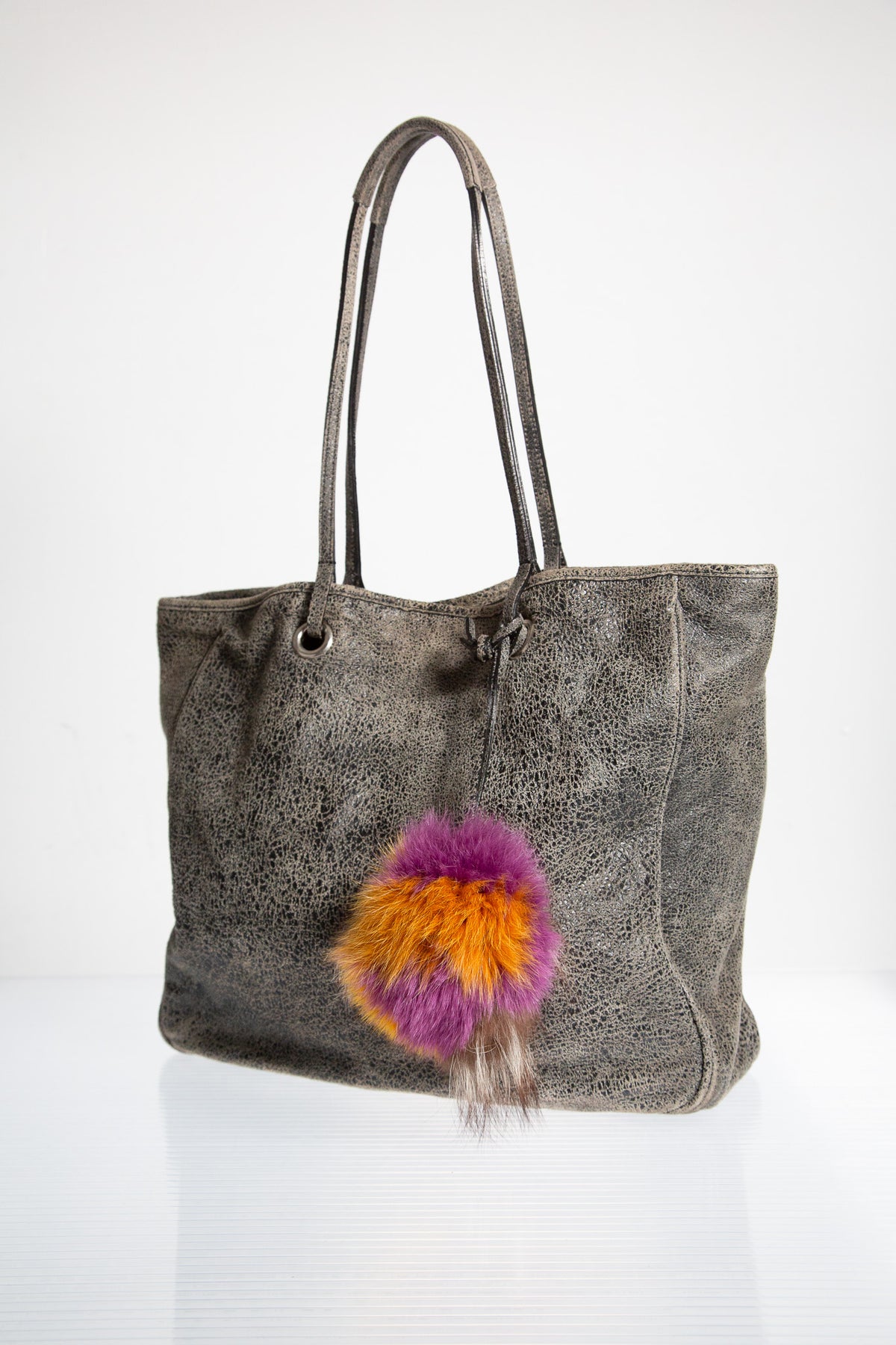 PINKO CRACKED LEATHER TOTE BAG