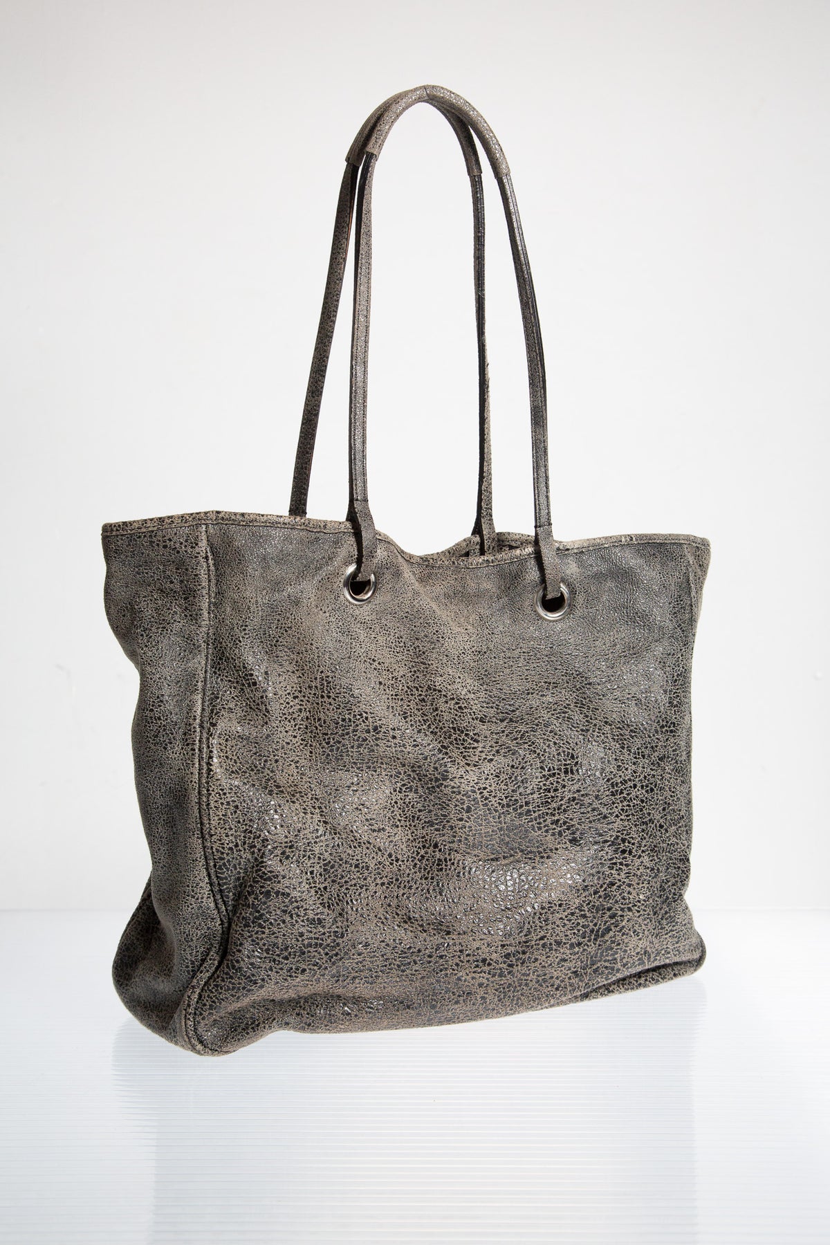 PINKO CRACKED LEATHER TOTE BAG