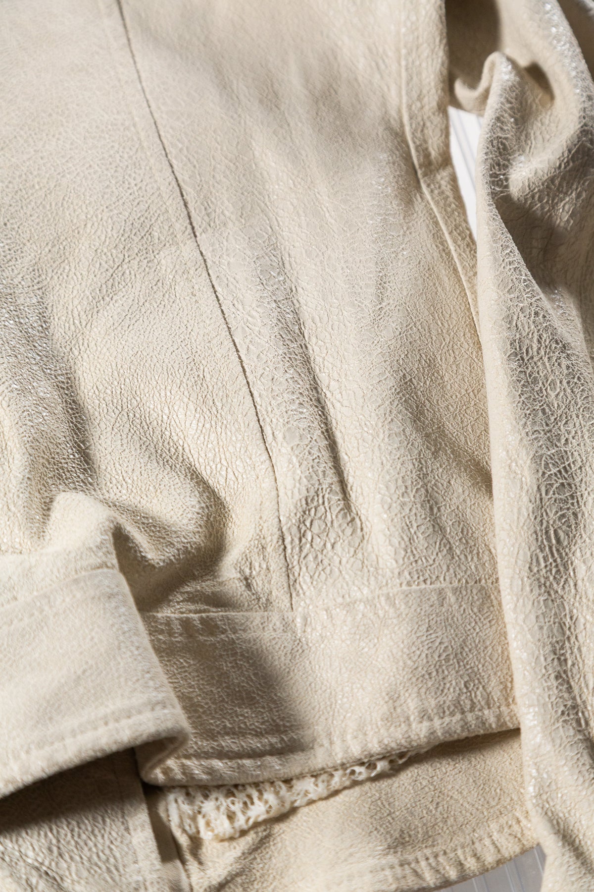 GIORGIO BRATO CREAM ASYMMETRIC LEATHER JACKET