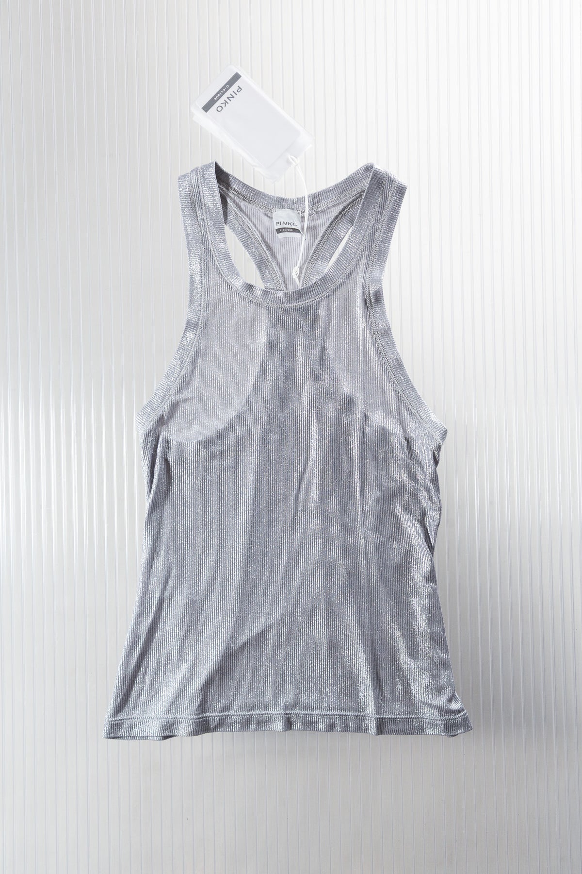 SILVER METALLIC VISCOSE TANK TOP