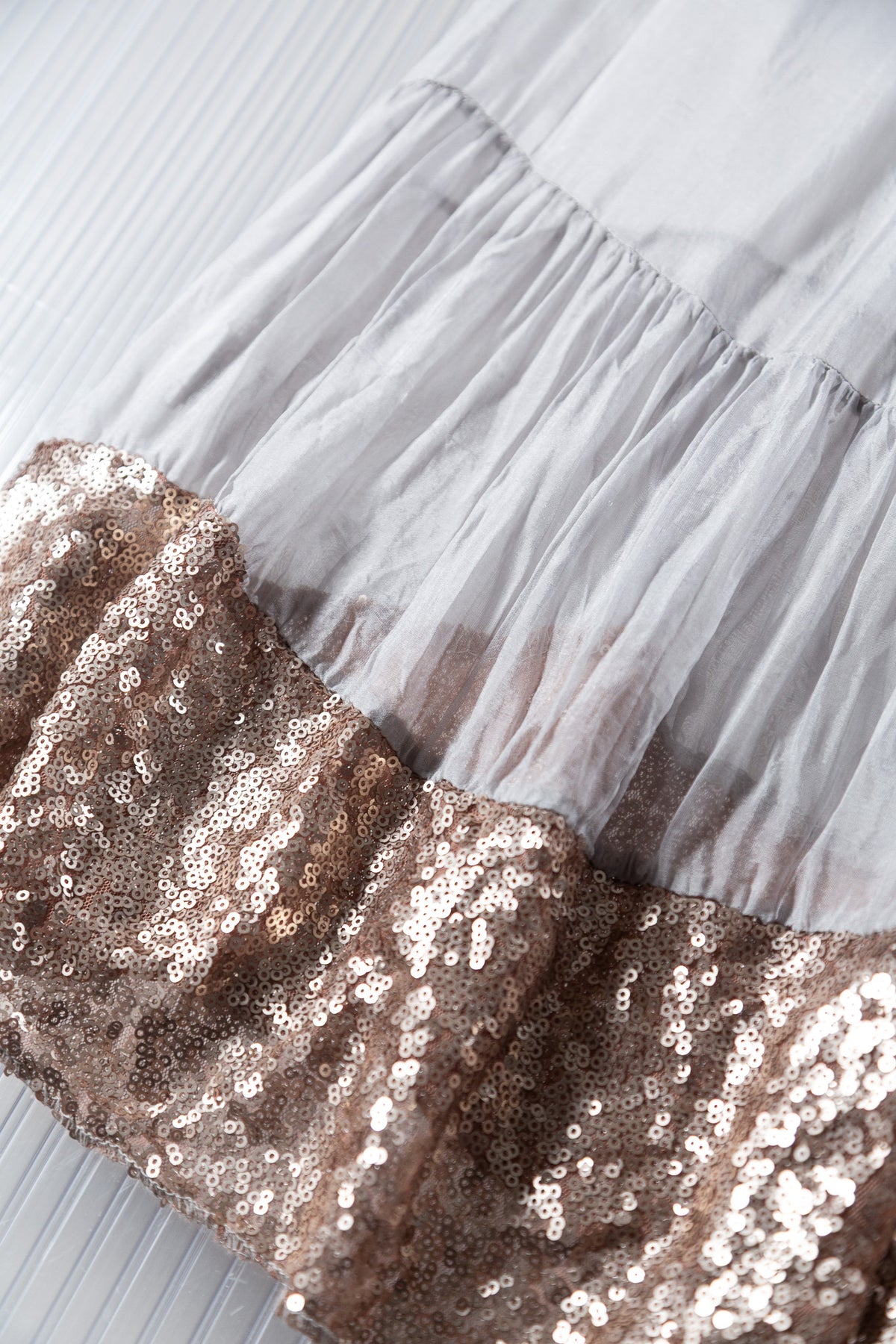 GREY SEE-THROUGH SILK SEQUIN DRESS