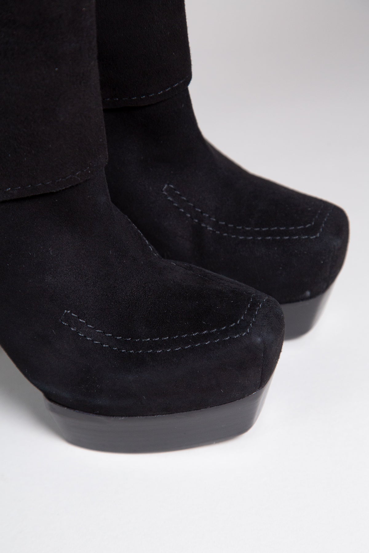COSTUME NATIONAL SUEDE PLATFORM ANKLE BOOTS