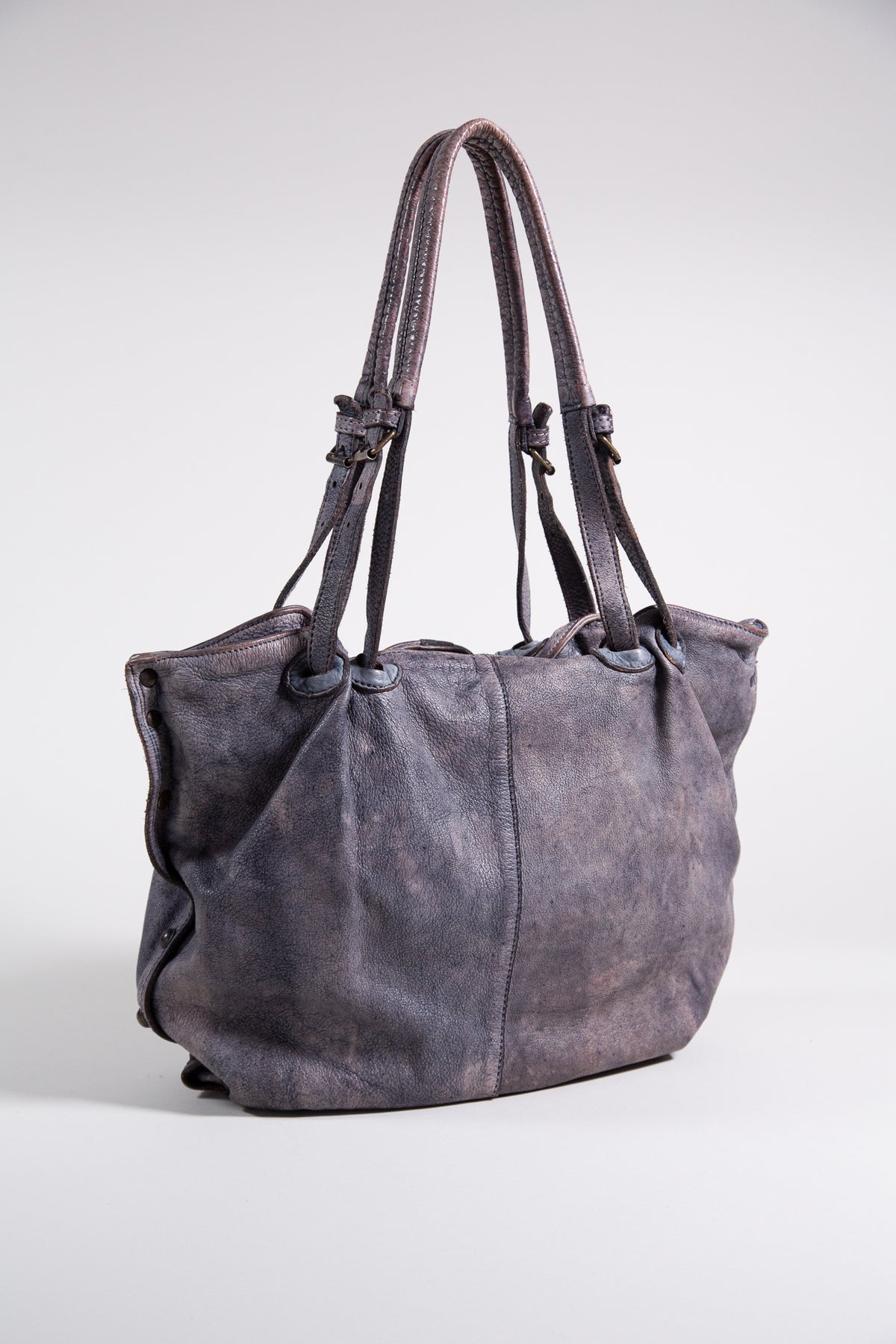DUSTY MAUVE LEATHER SLOUCHY TOTE BAG
