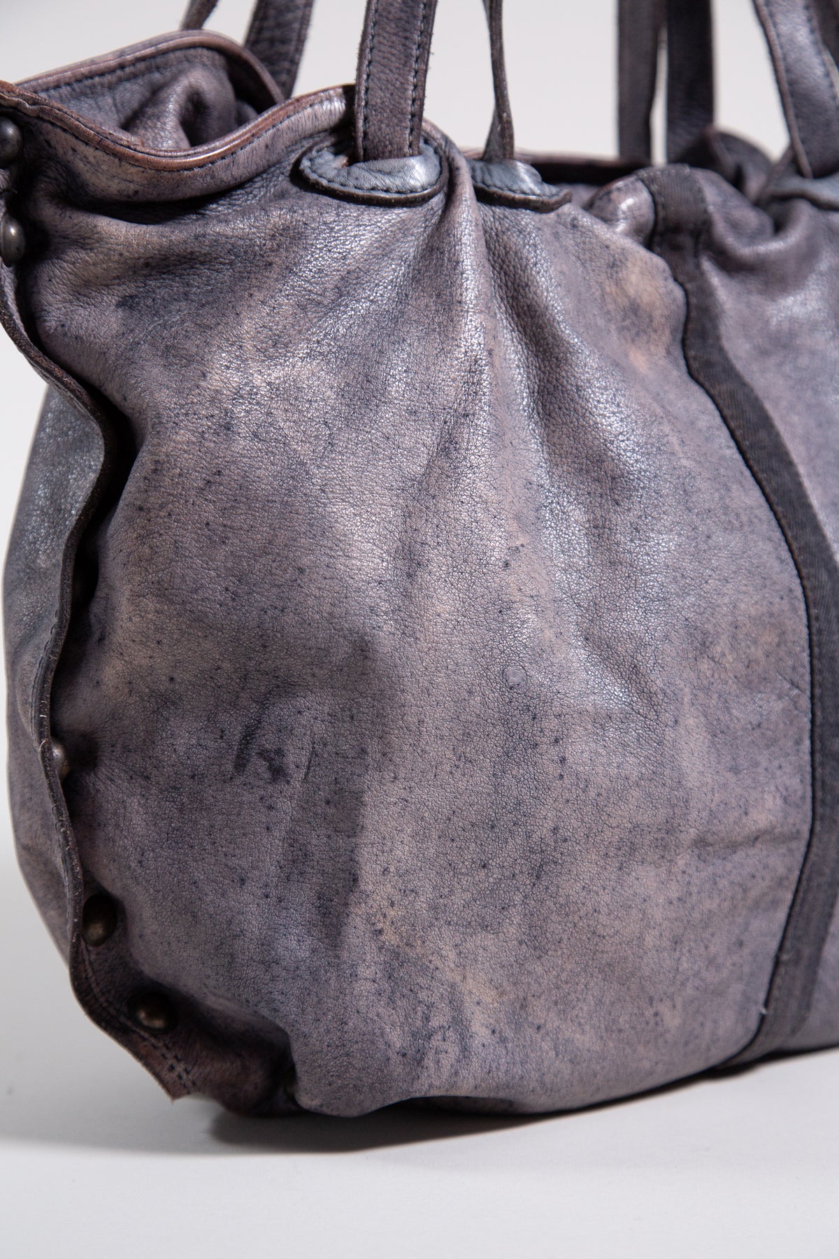 DUSTY MAUVE LEATHER SLOUCHY TOTE BAG
