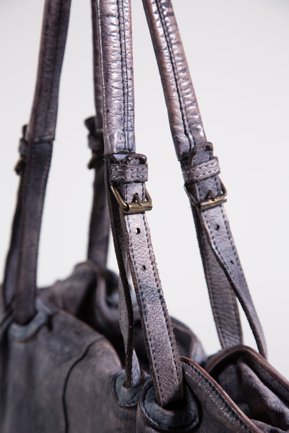 DUSTY MAUVE LEATHER SLOUCHY TOTE BAG