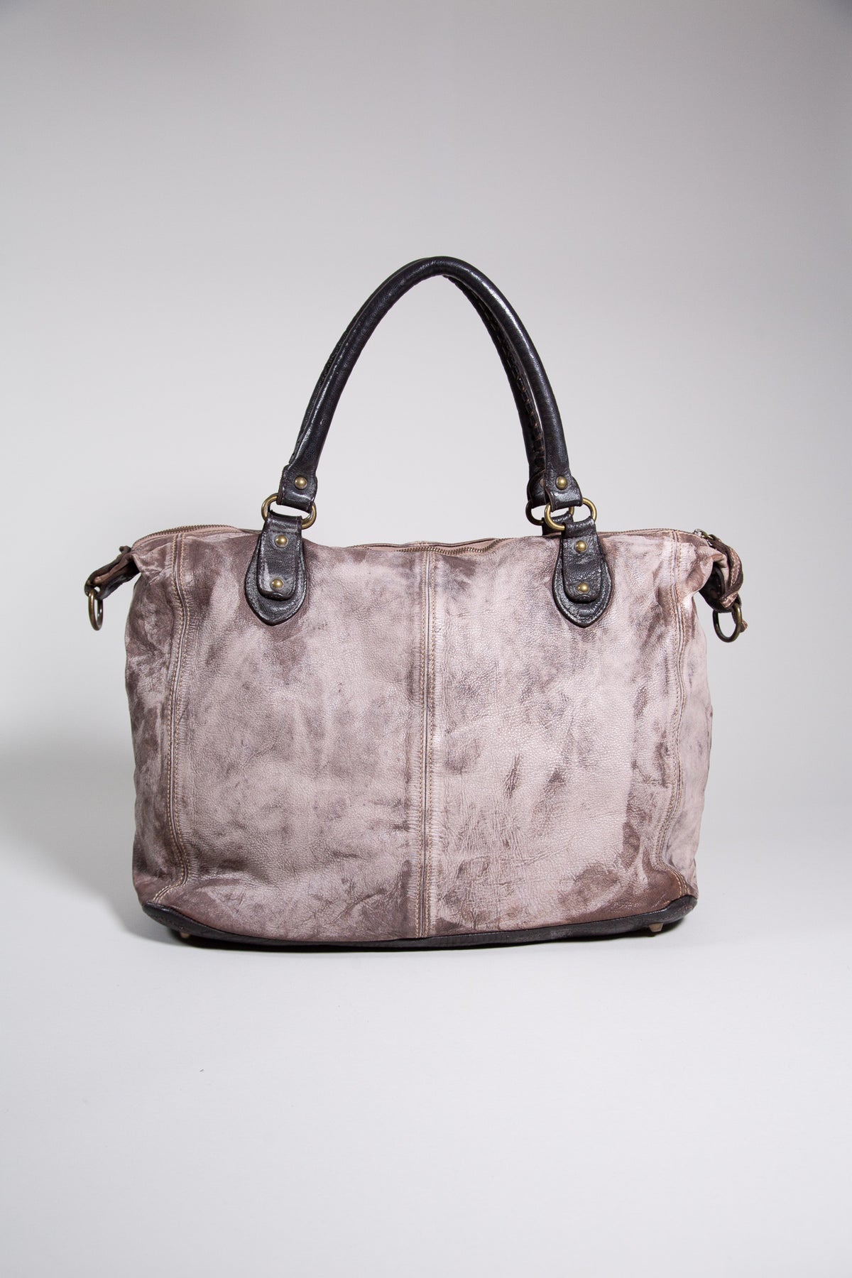 TAUPE LEATHER BOWLING BAG