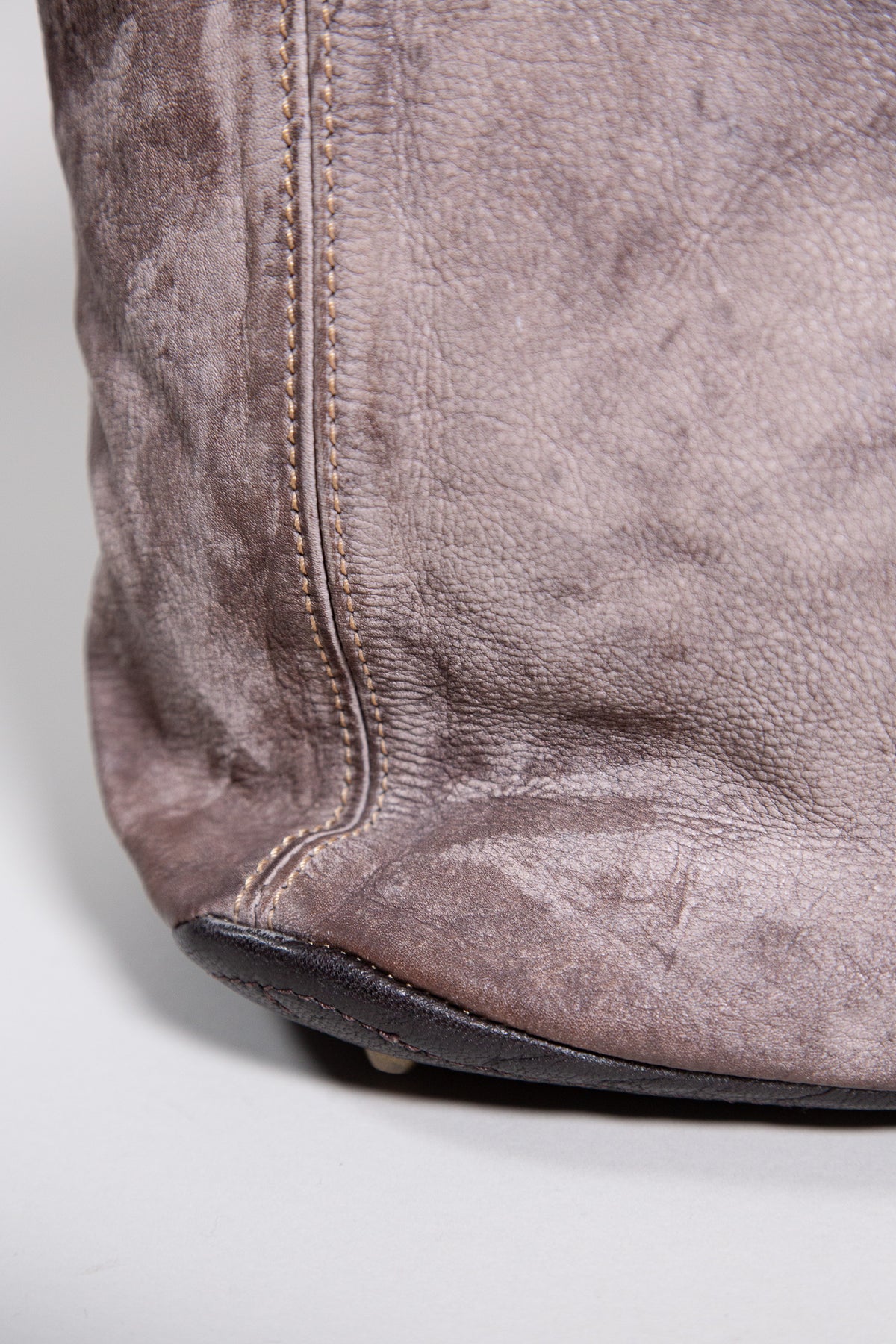 TAUPE LEATHER BOWLING BAG