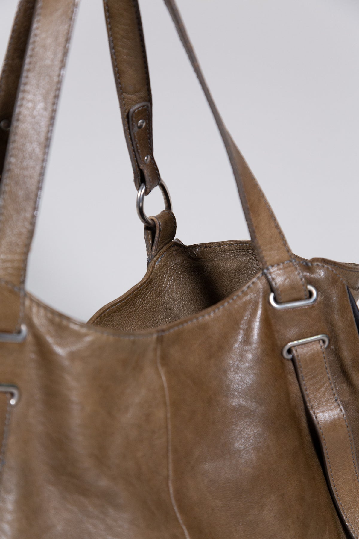 COSTUME NATIONAL BROWN LEATHER FRINGE TOTE BAG
