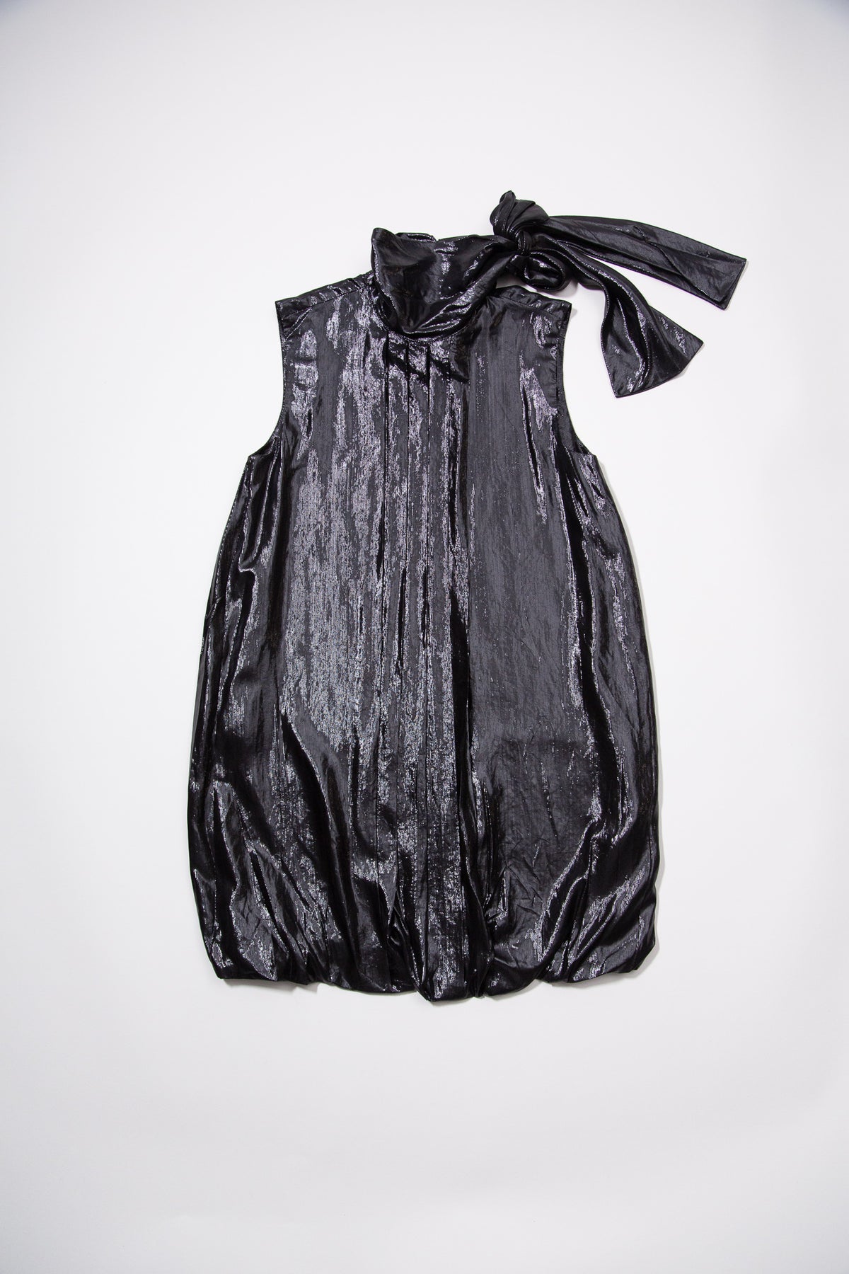 ICEBERG BOW METALLIC DRAPED MINI DRESS