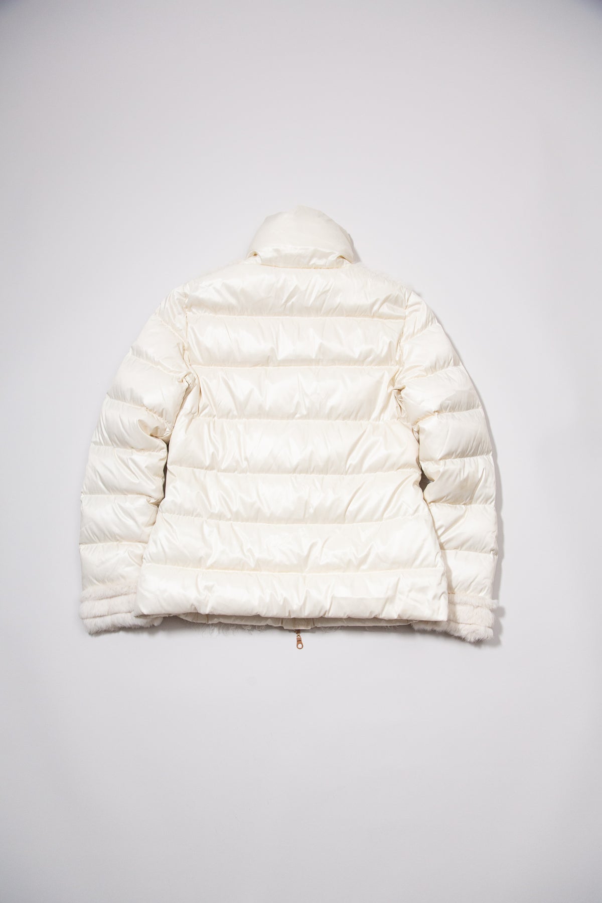 IVORY FUR TRIMMED DOWN PUFFER JACKET