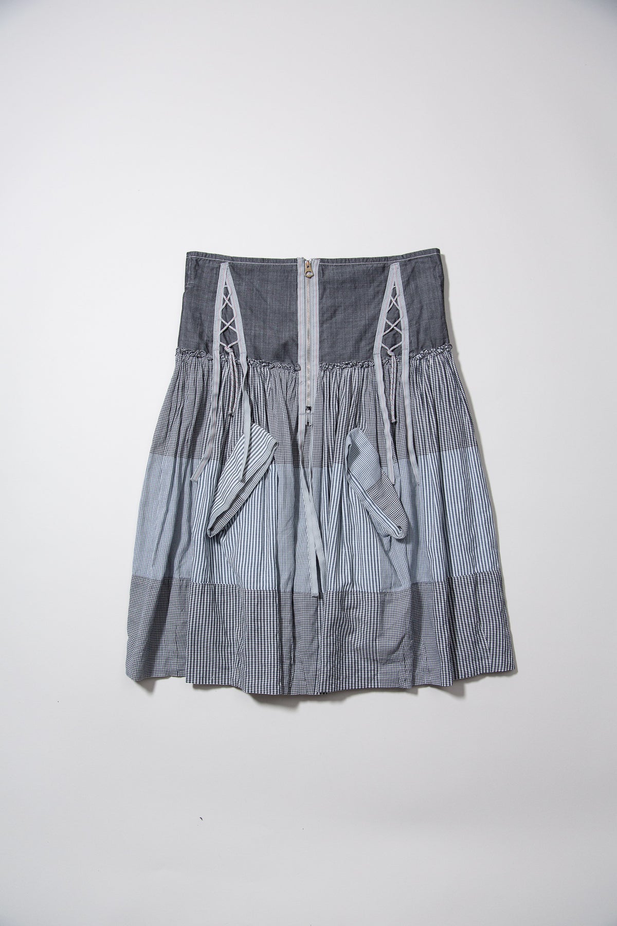 MARITHÉ FRANÇOIS GIRBAUD LACE-UP CHECKERED SKIRT
