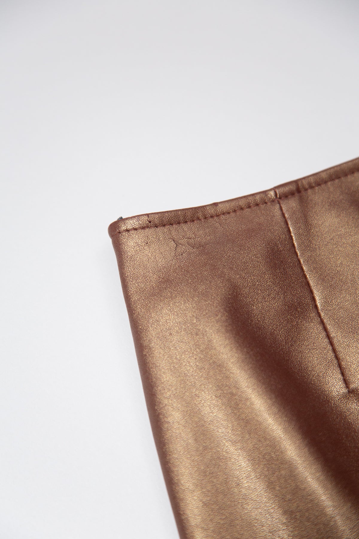 METALLIC BRONZE LEATHER MIDI SKIRT