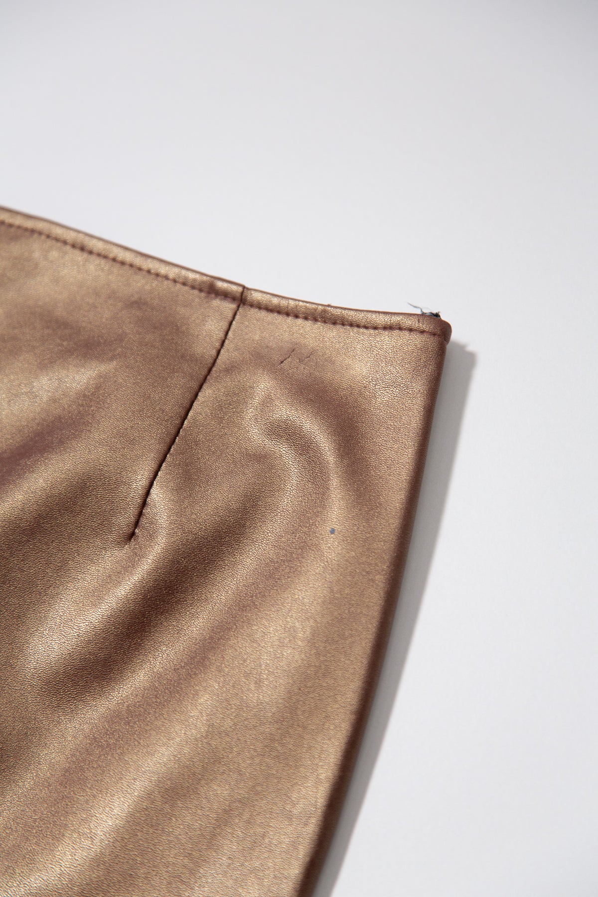 METALLIC BRONZE LEATHER MIDI SKIRT