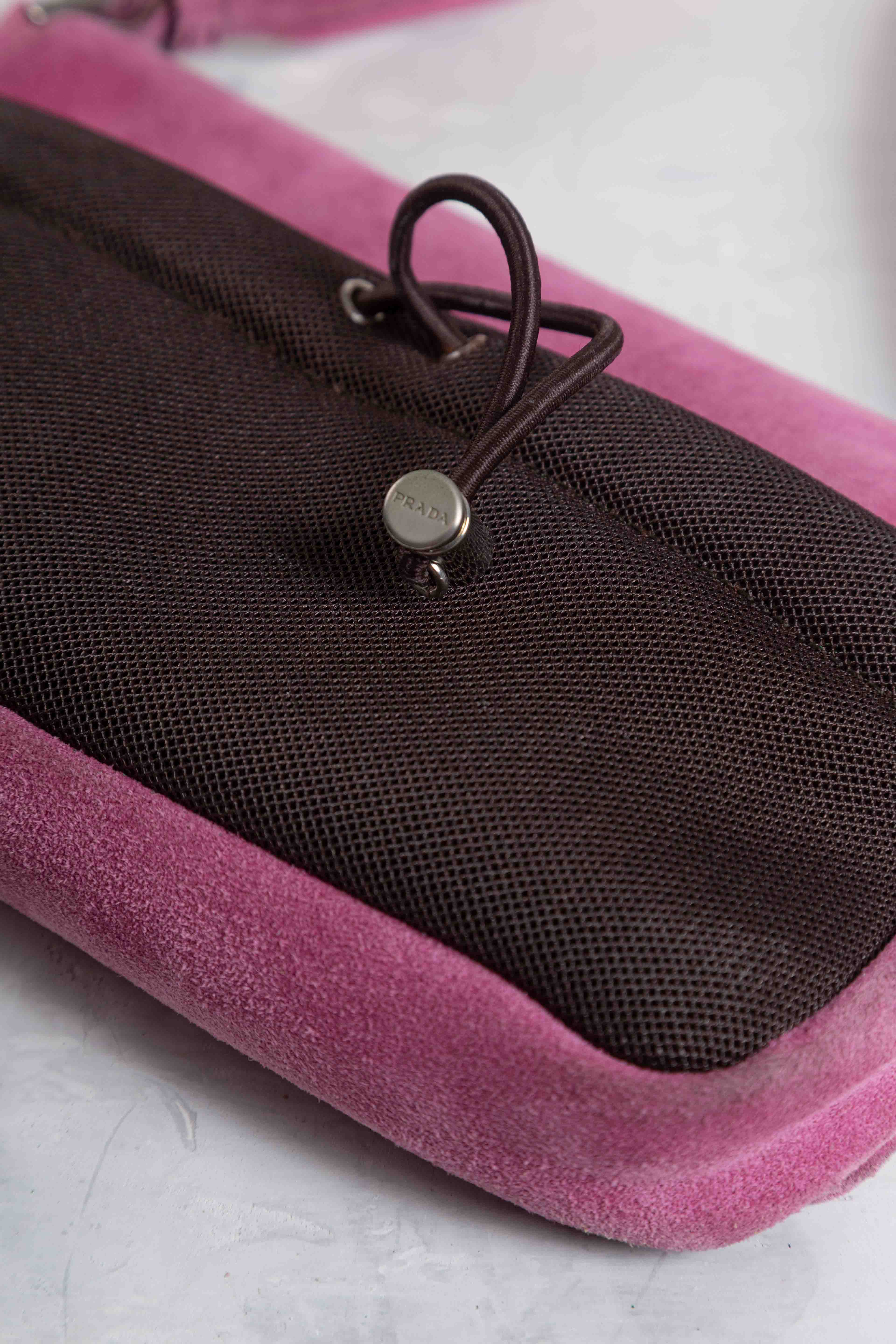 FW1999 LEAVES PINK SUEDE HAND BAG