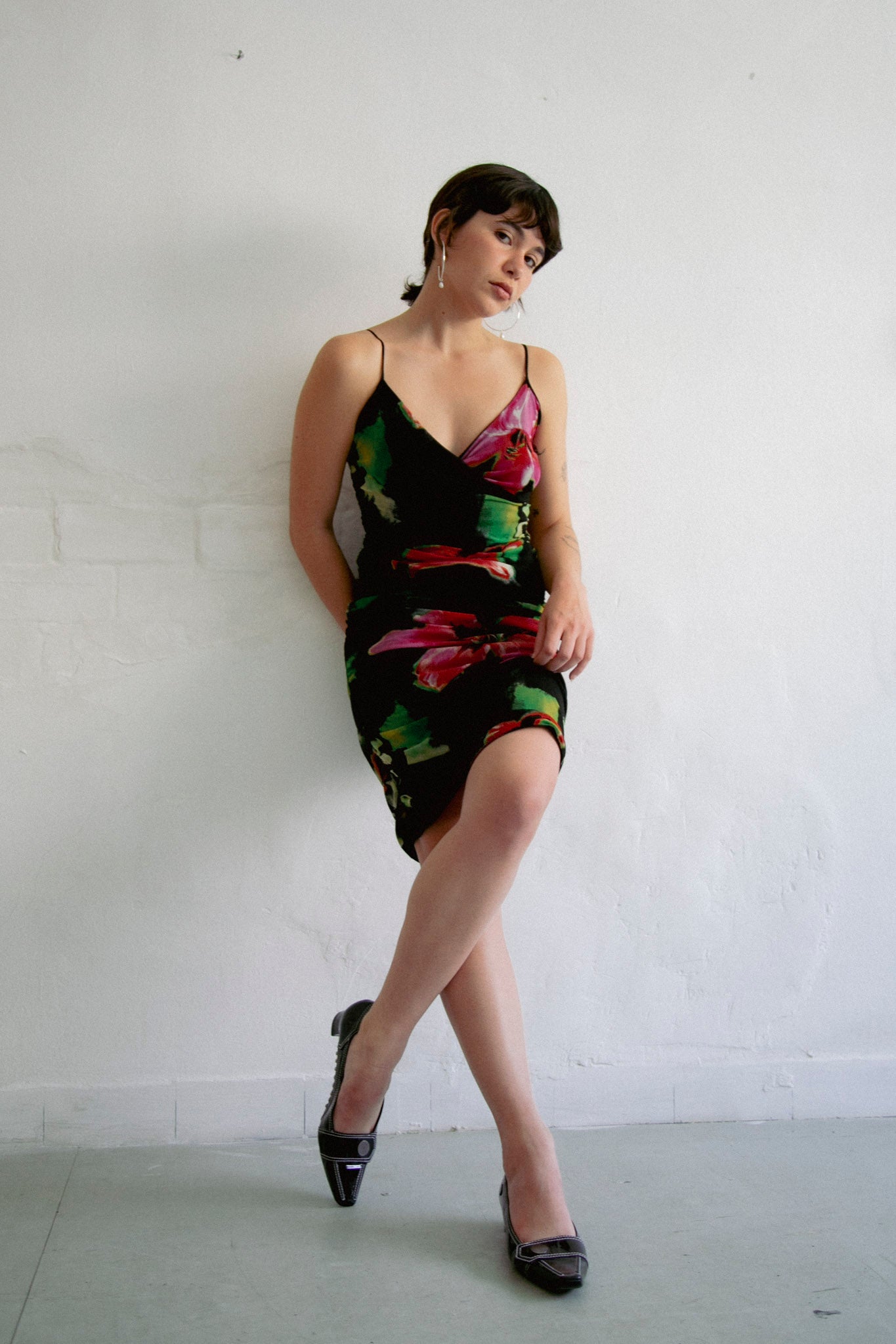 Lilies Ruched Mesh Dress