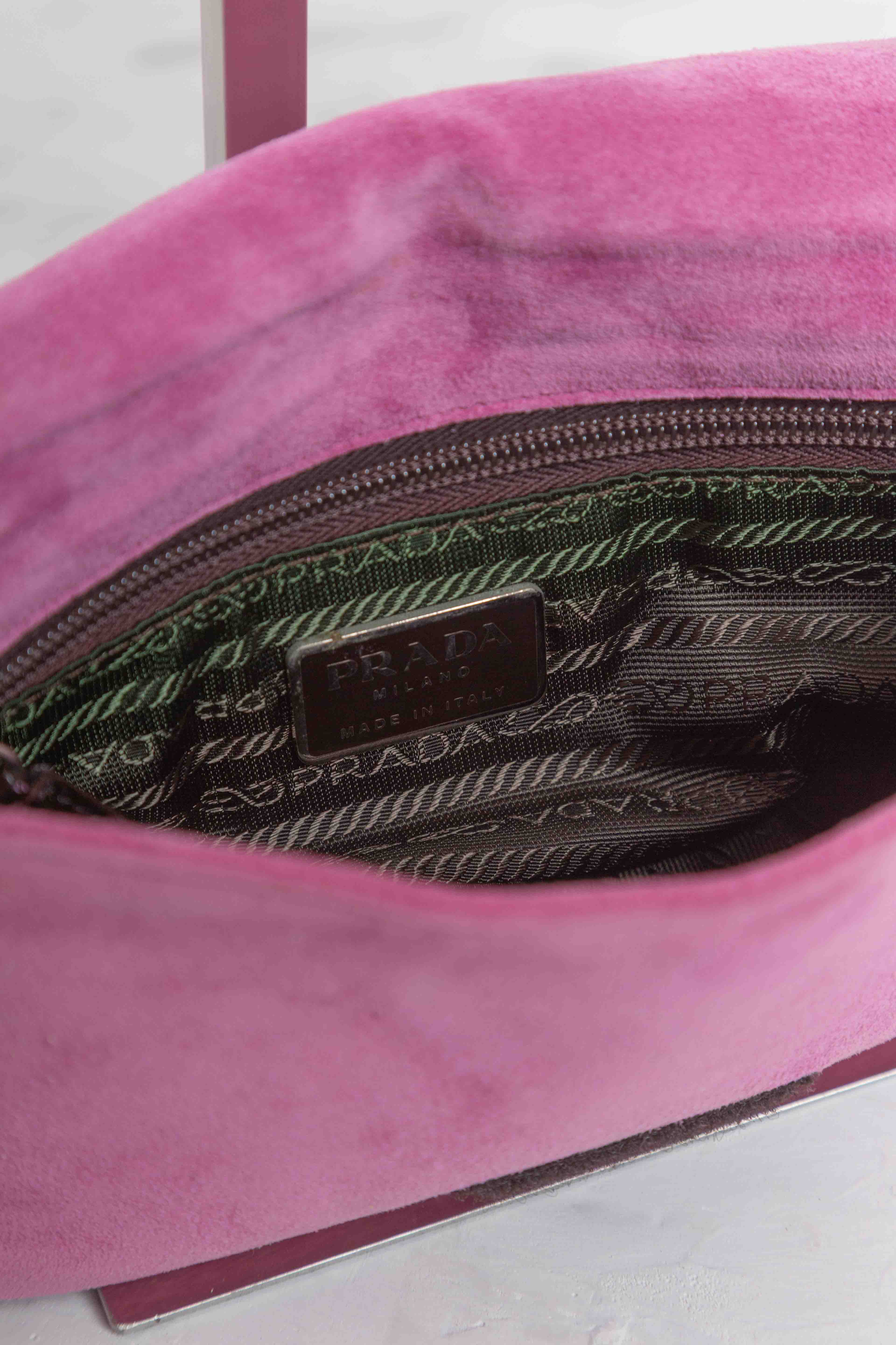 FW1999 LEAVES PINK SUEDE HAND BAG