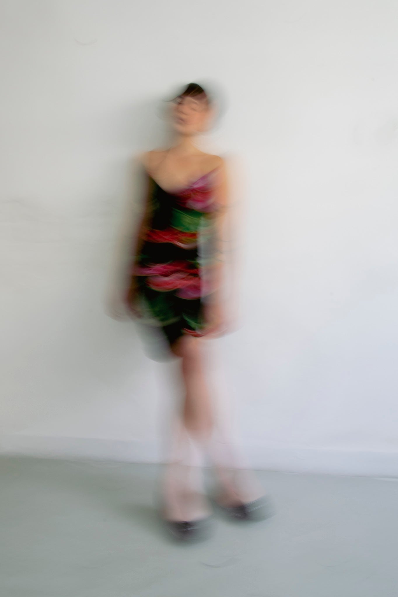 Lilies Ruched Mesh Dress