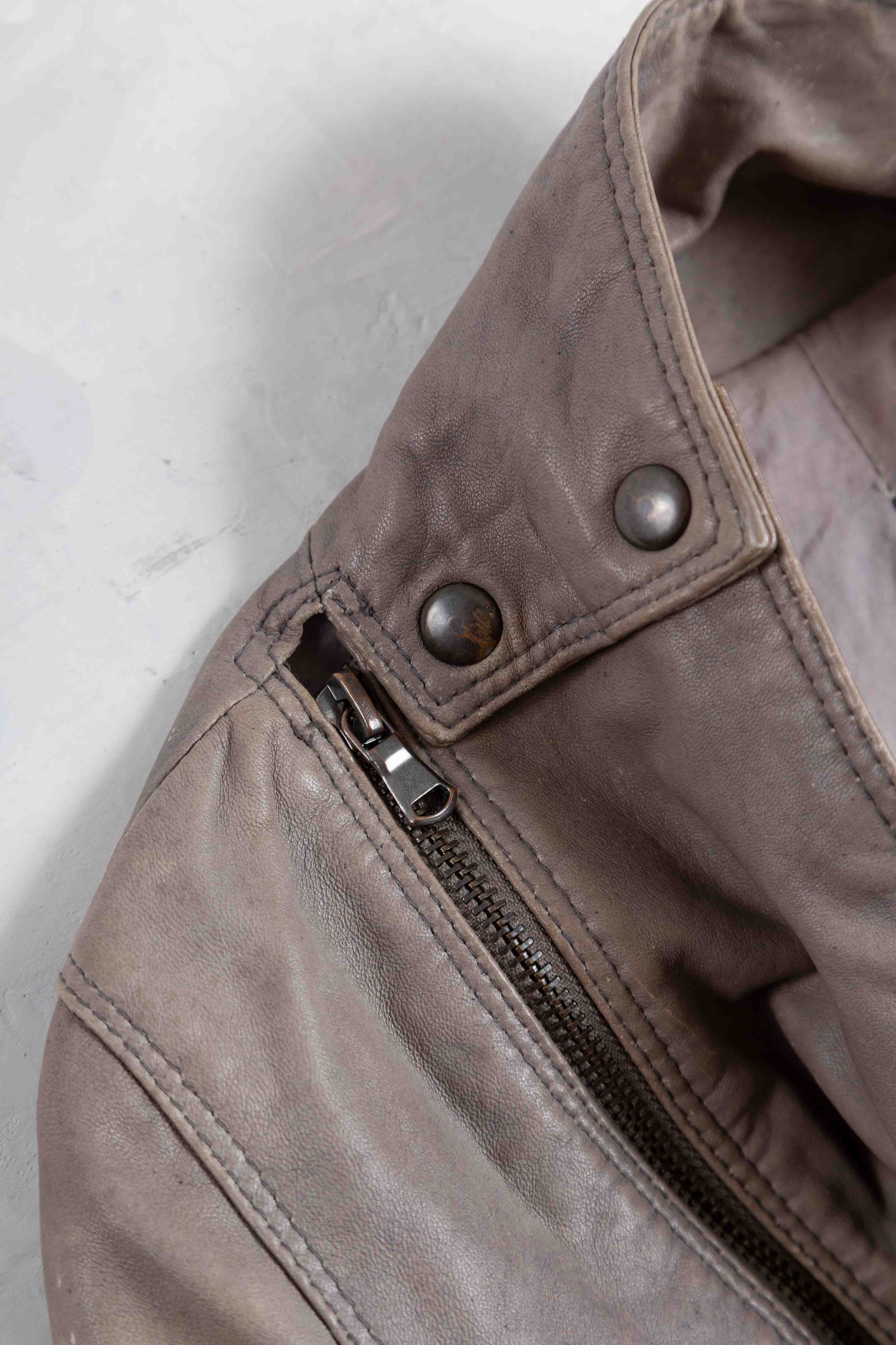 ASYMMETRIC DRAIPED LEATHER JACKET