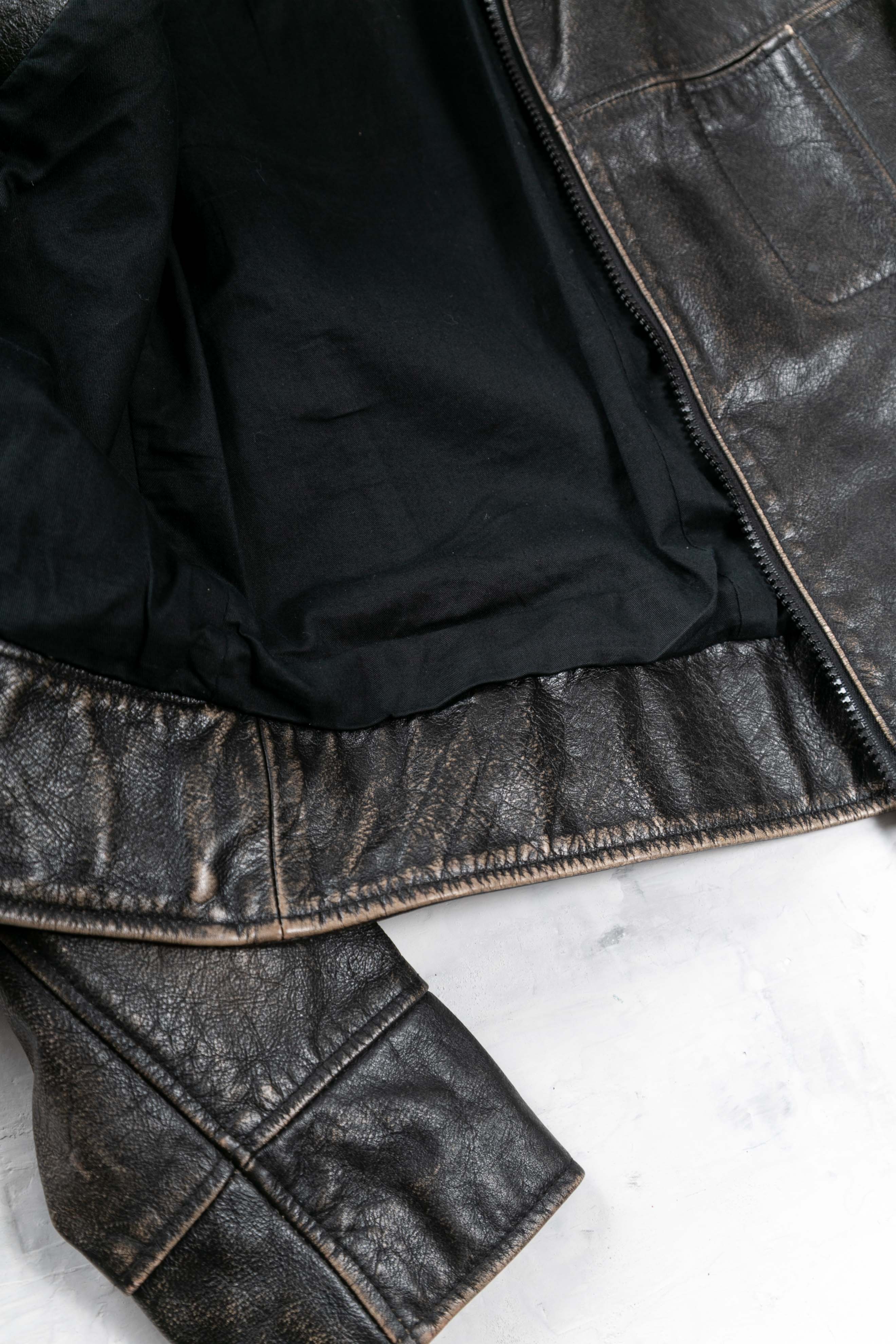 DISTRESSED LEATHER BOXY JACKET