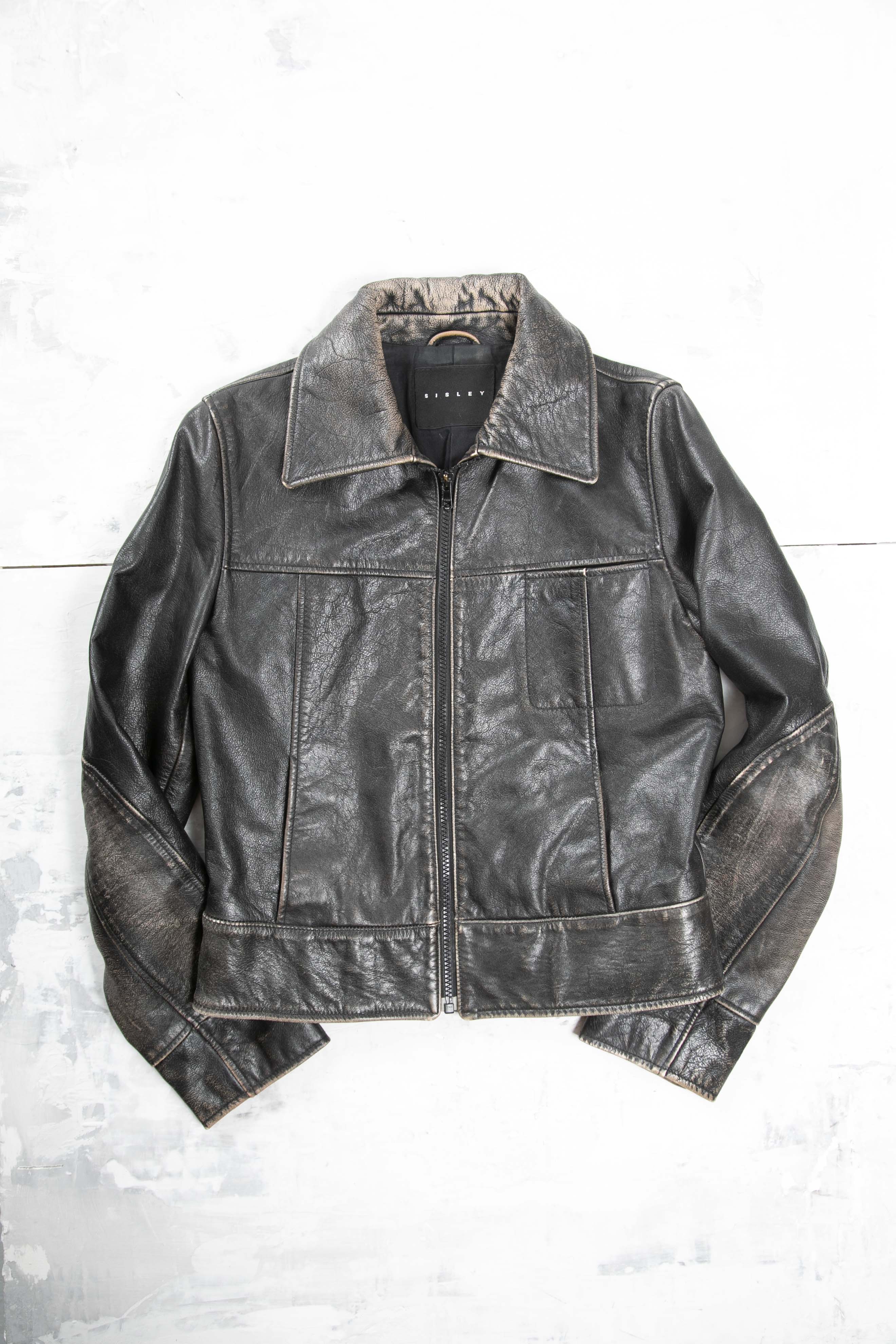 DISTRESSED LEATHER BOXY JACKET