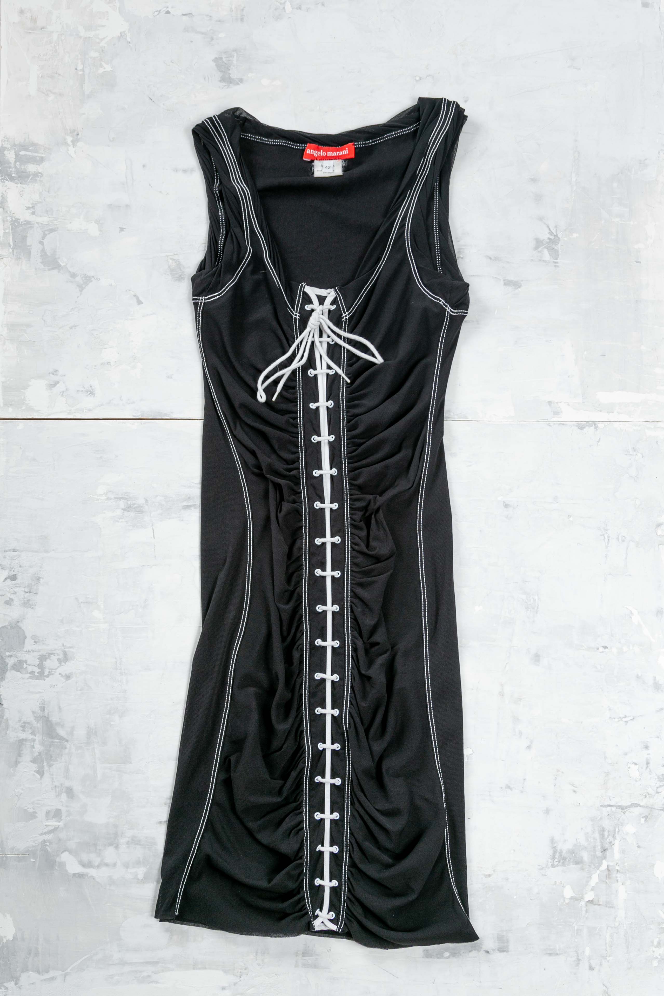 RUCHED LACED MESH DRESS