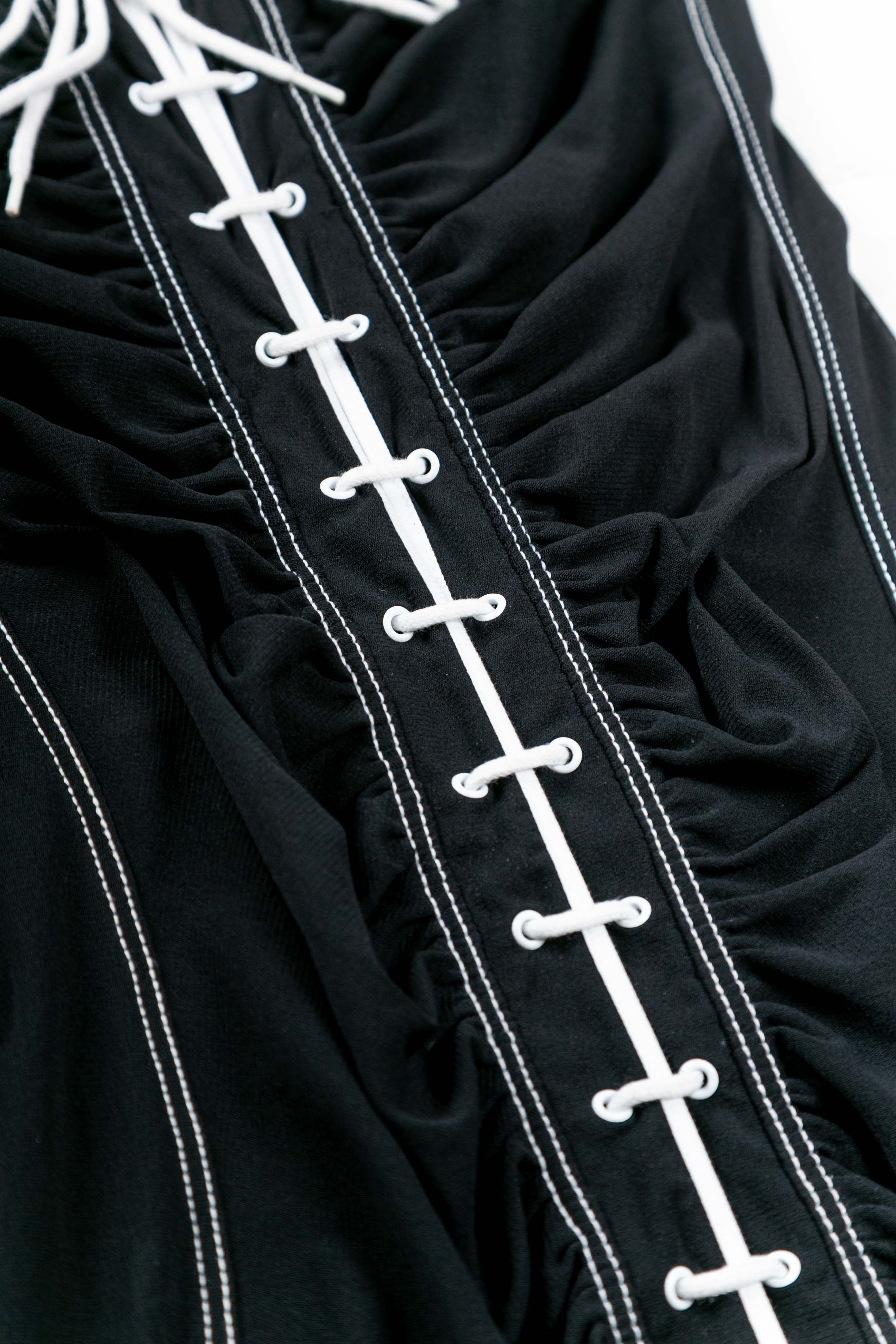 RUCHED LACED MESH DRESS