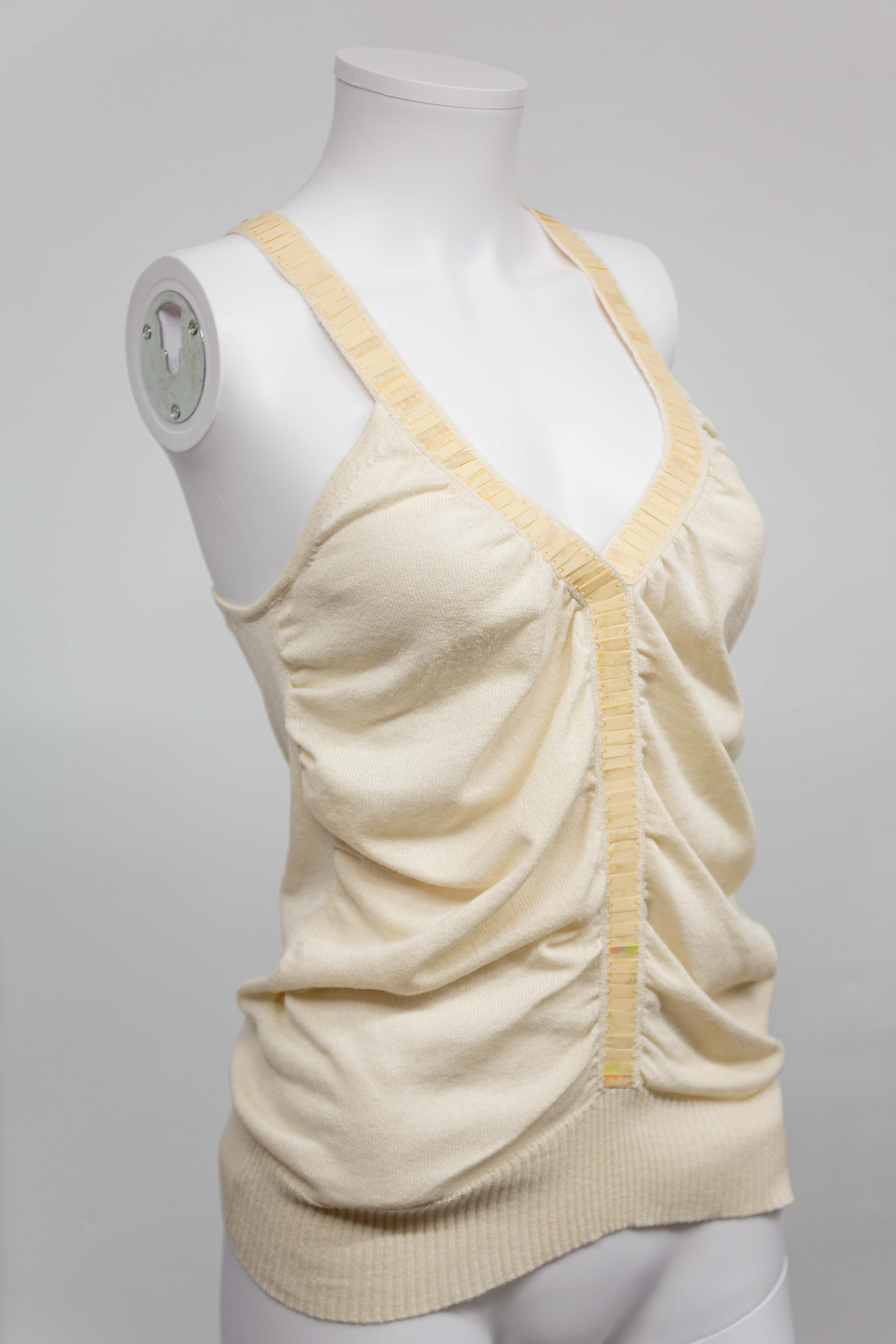 IVORY KNIT SEQUINED TOP
