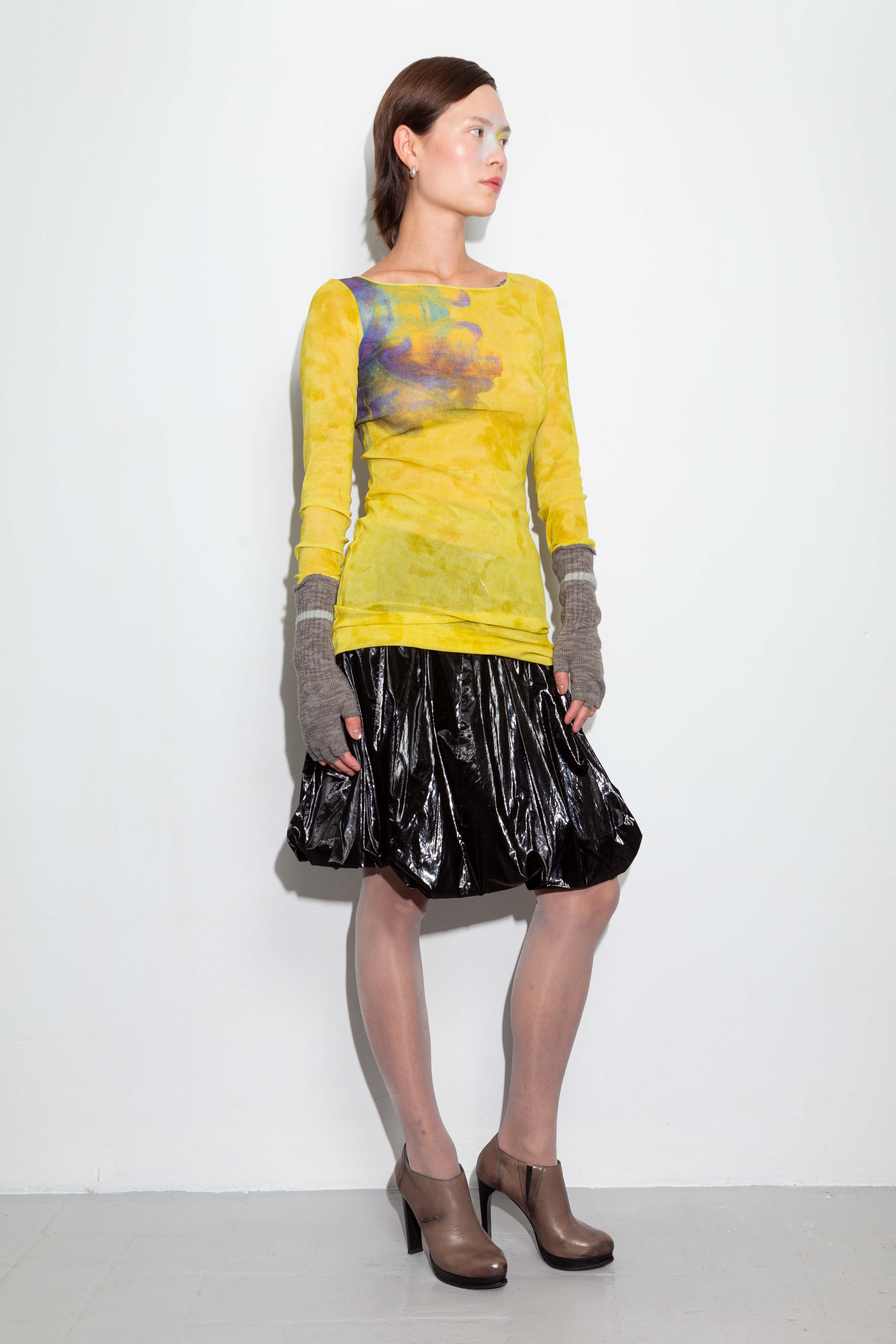 YELLOW NEON PRINTED DRESS