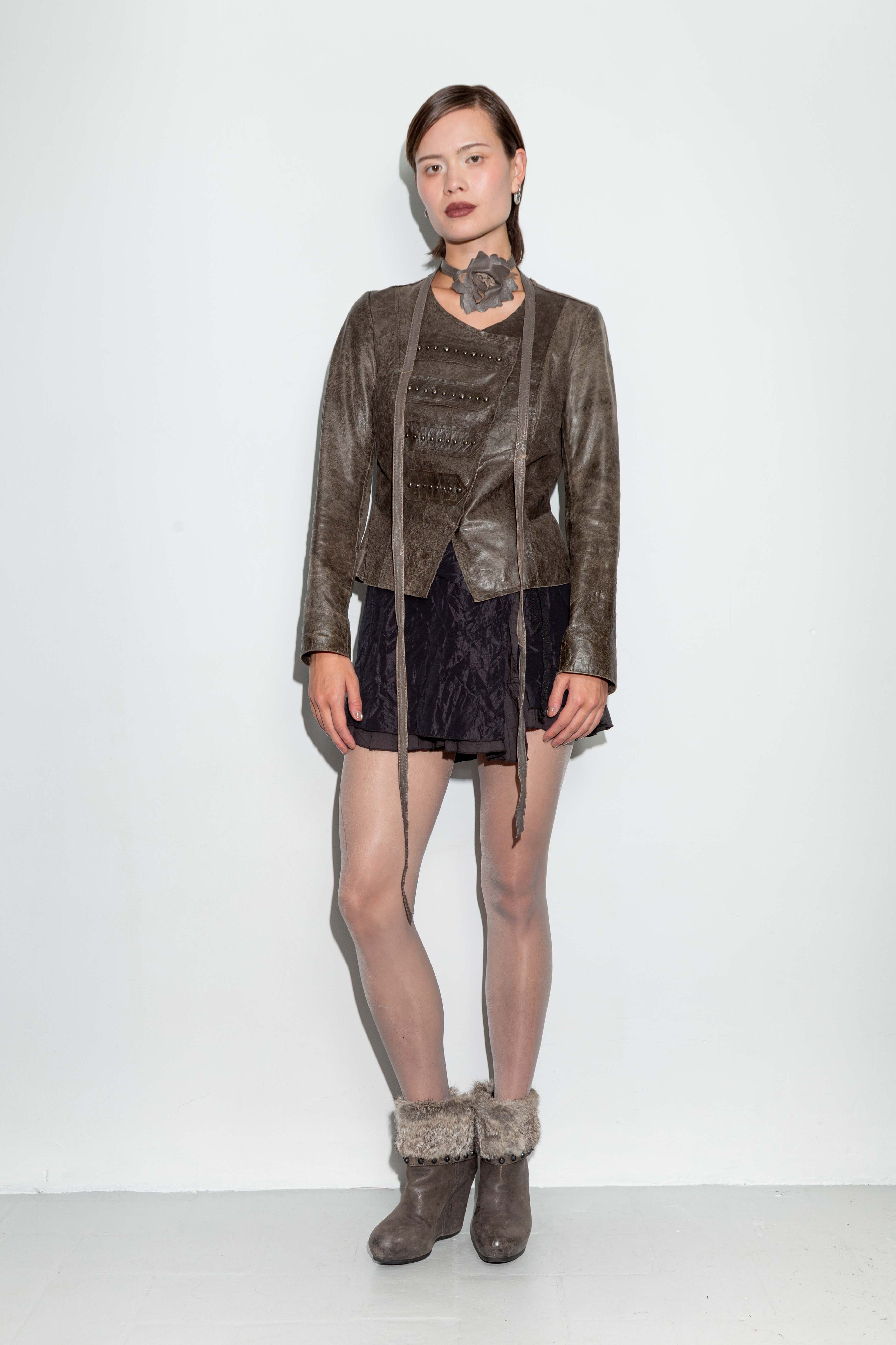 ASYMMETRIC QUILTED LEATHER JACKET