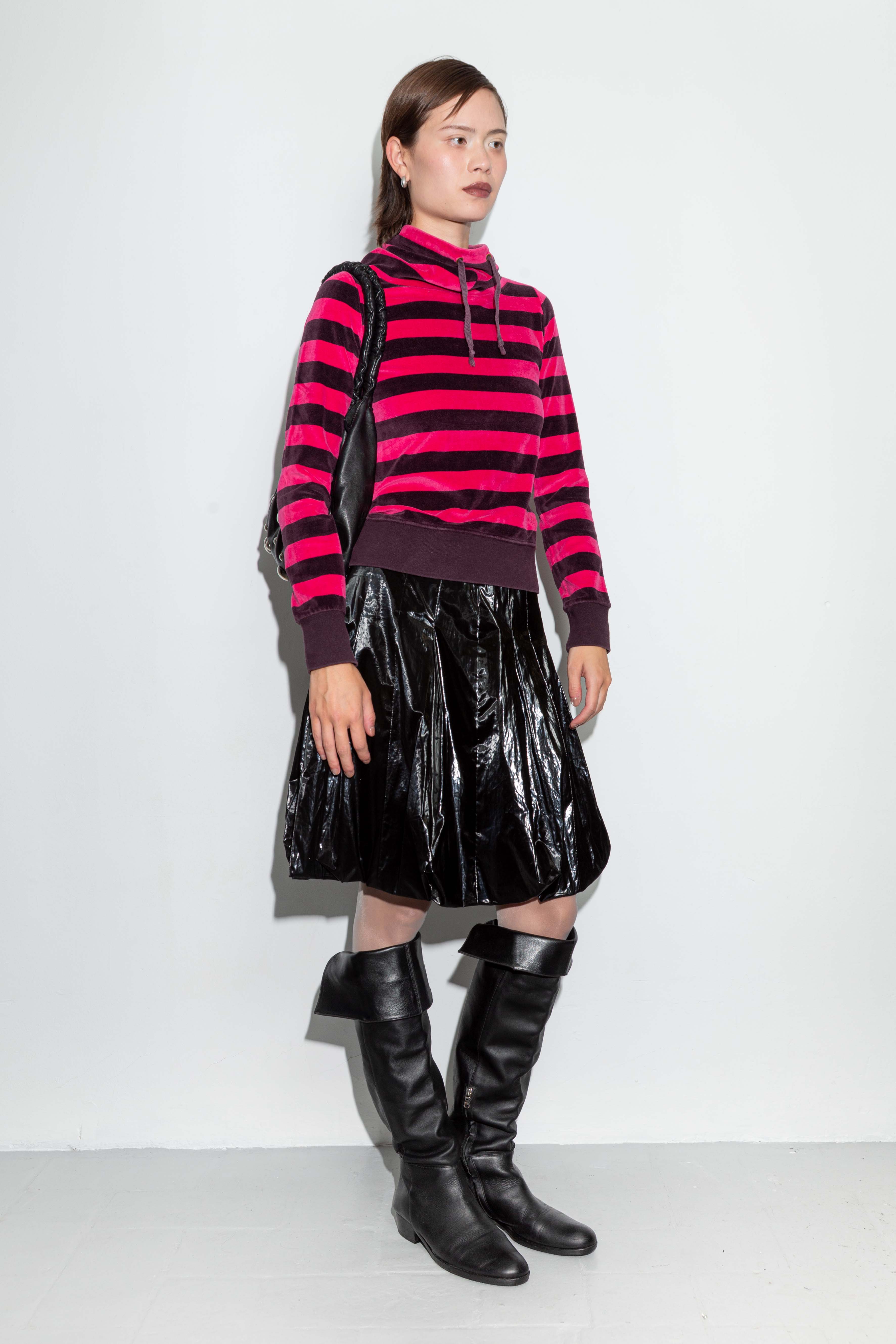 METALLIC IRIDESCENT BLACK MIDI SKIRT