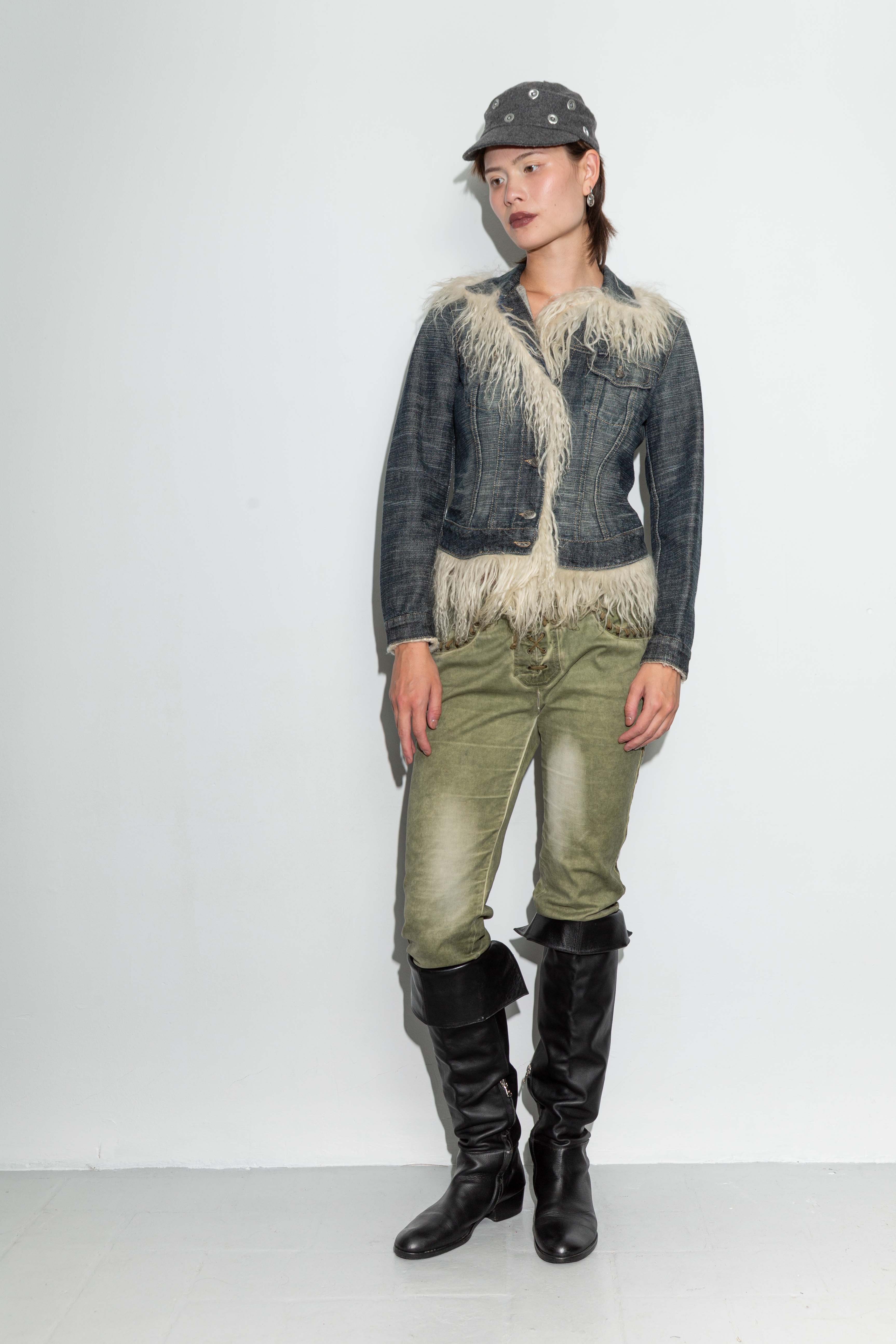 WASHED GREEN LACED PANTS