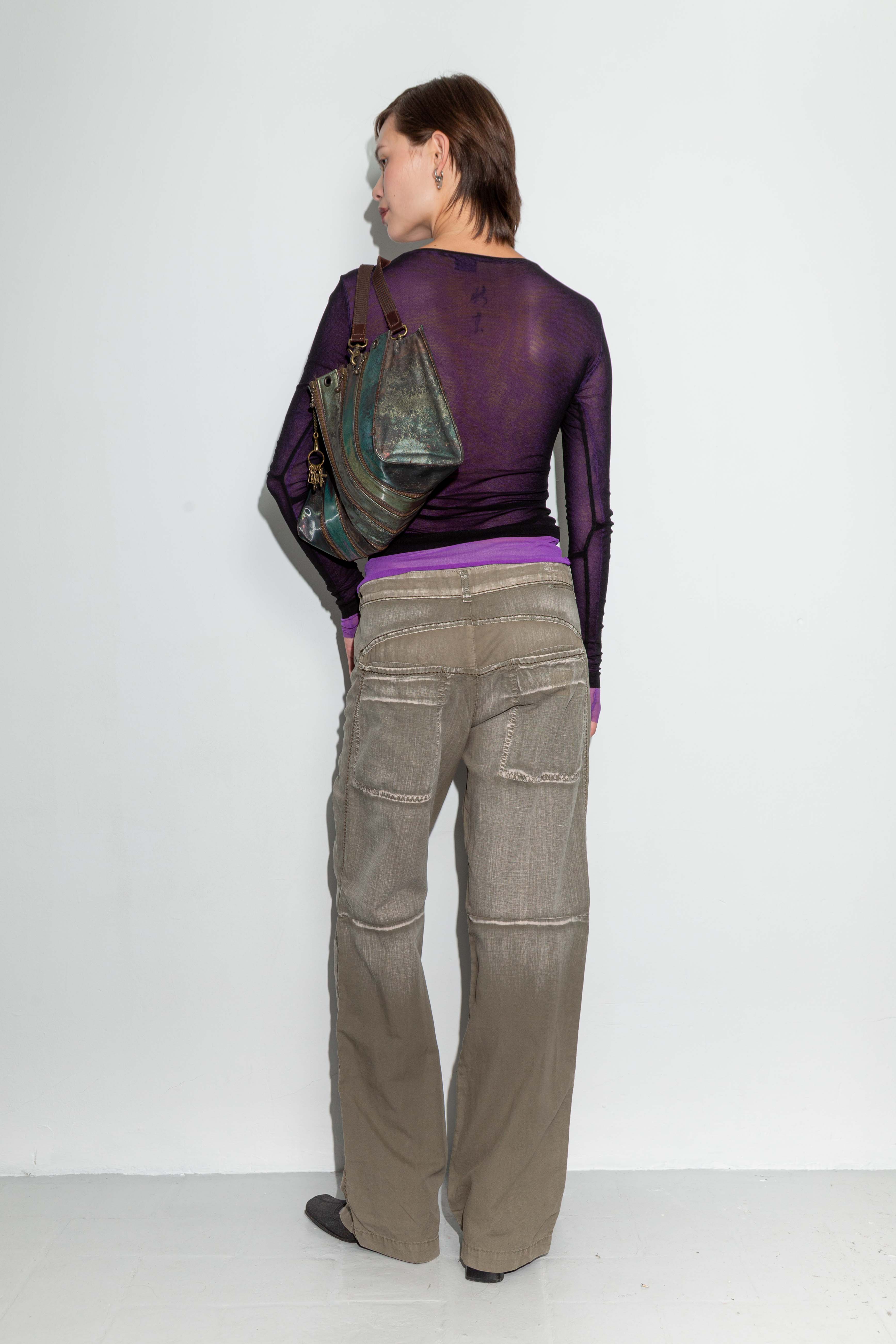 2000s GREEN WASHED WIDE PANTS