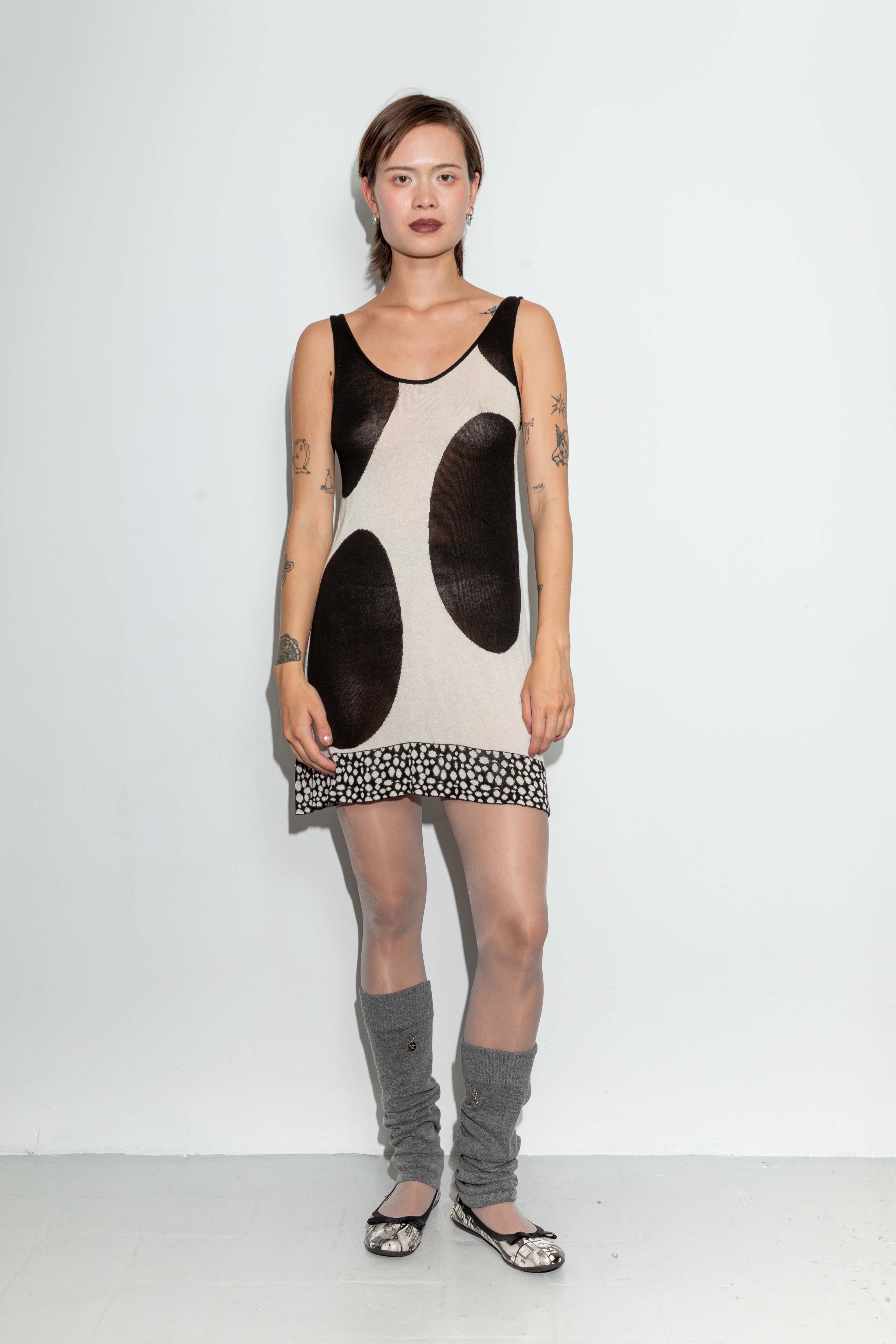 DOTS PRINTED KNIT MINI DRESS