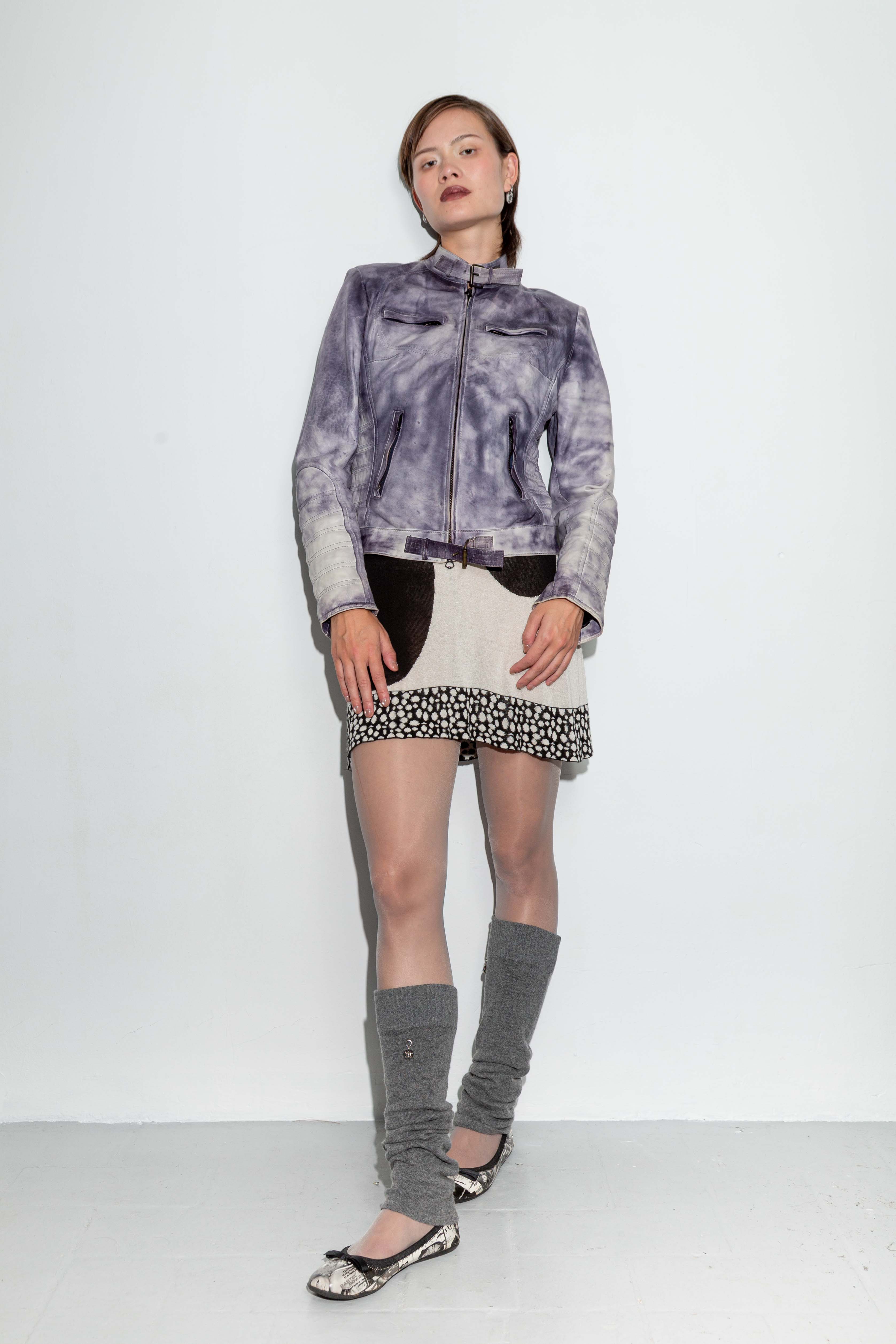 PURPLE WASHED LEATHER JACKET