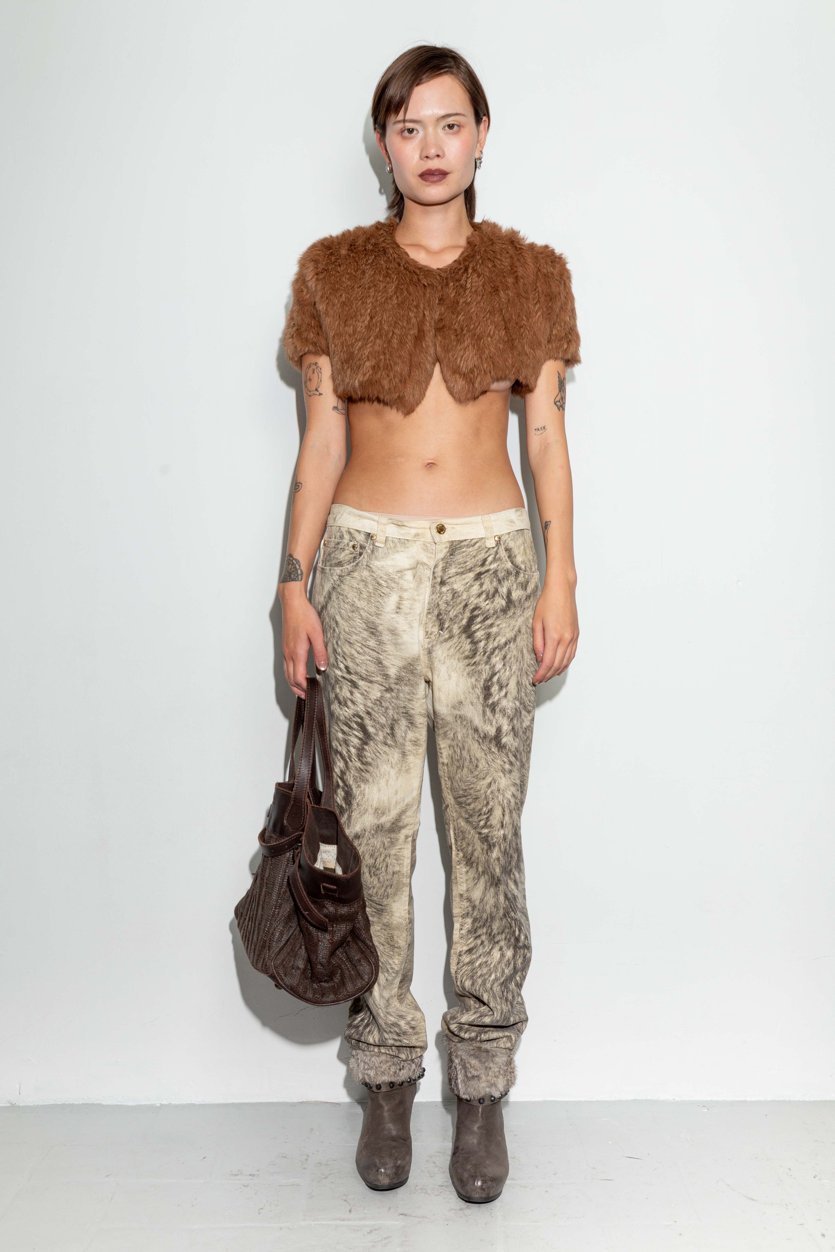 FW99 FUR PRINTED PANTS