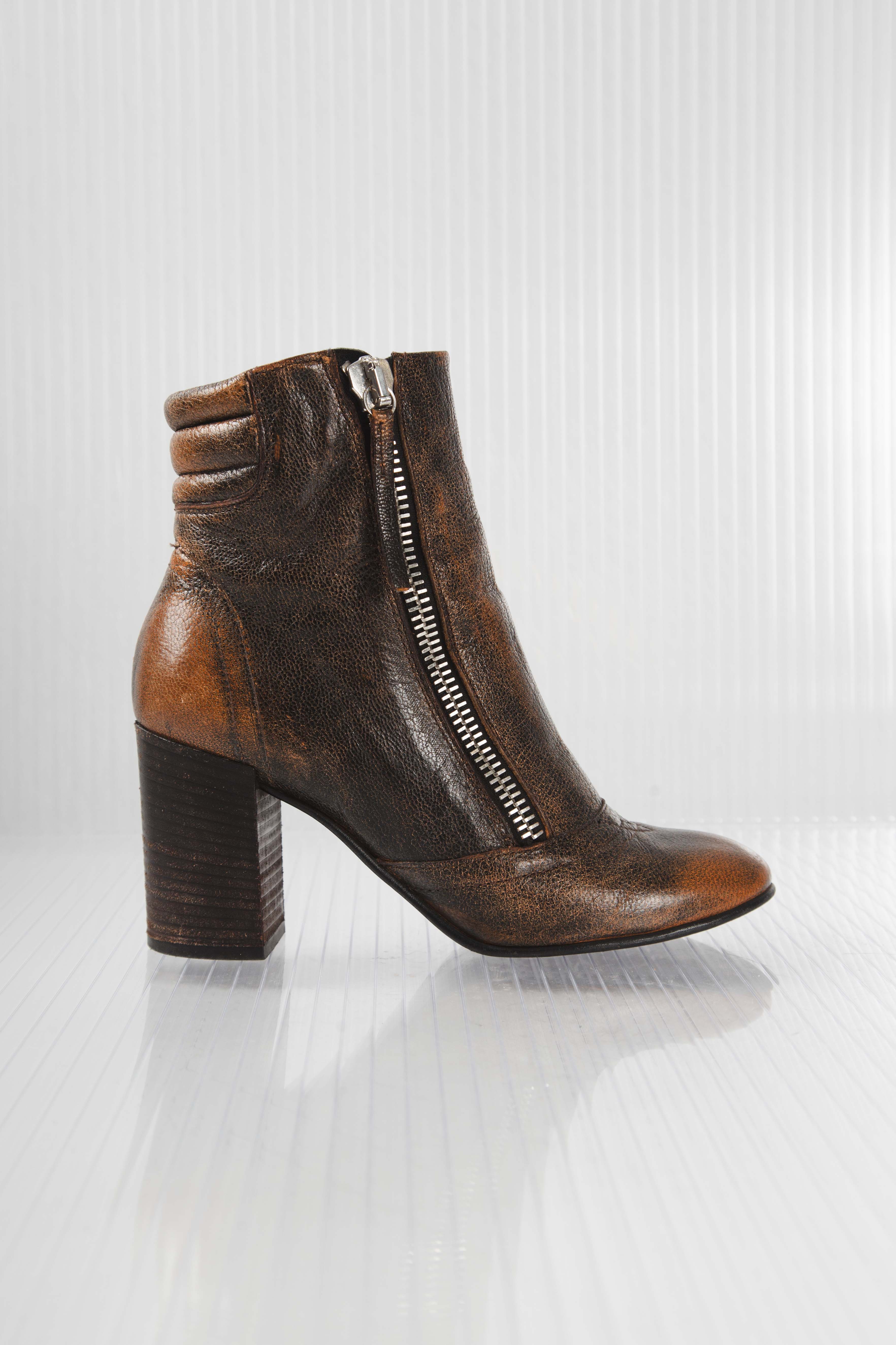 DOUBLE ZIPPER LEATHER BOOTS