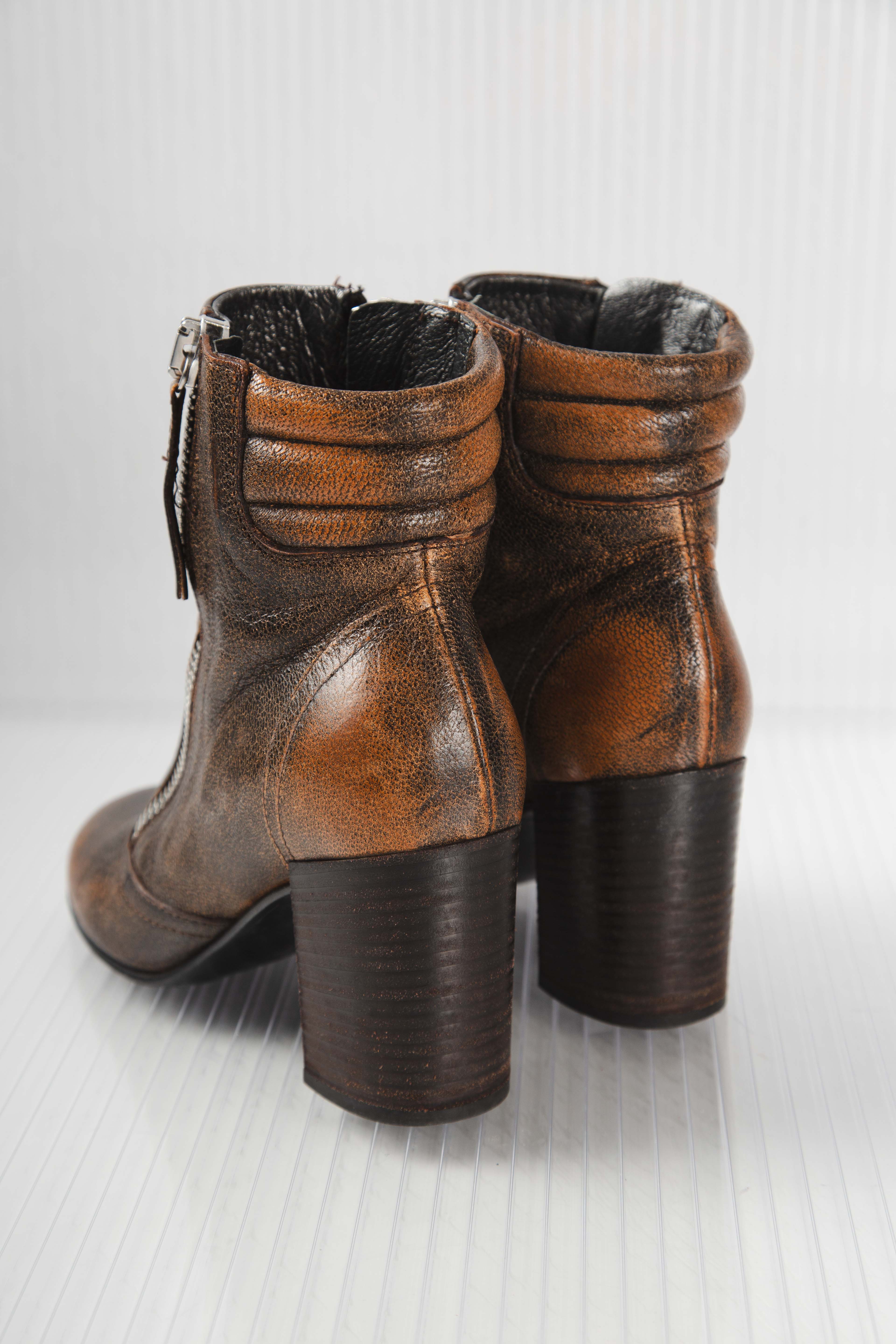 DOUBLE ZIPPER LEATHER BOOTS