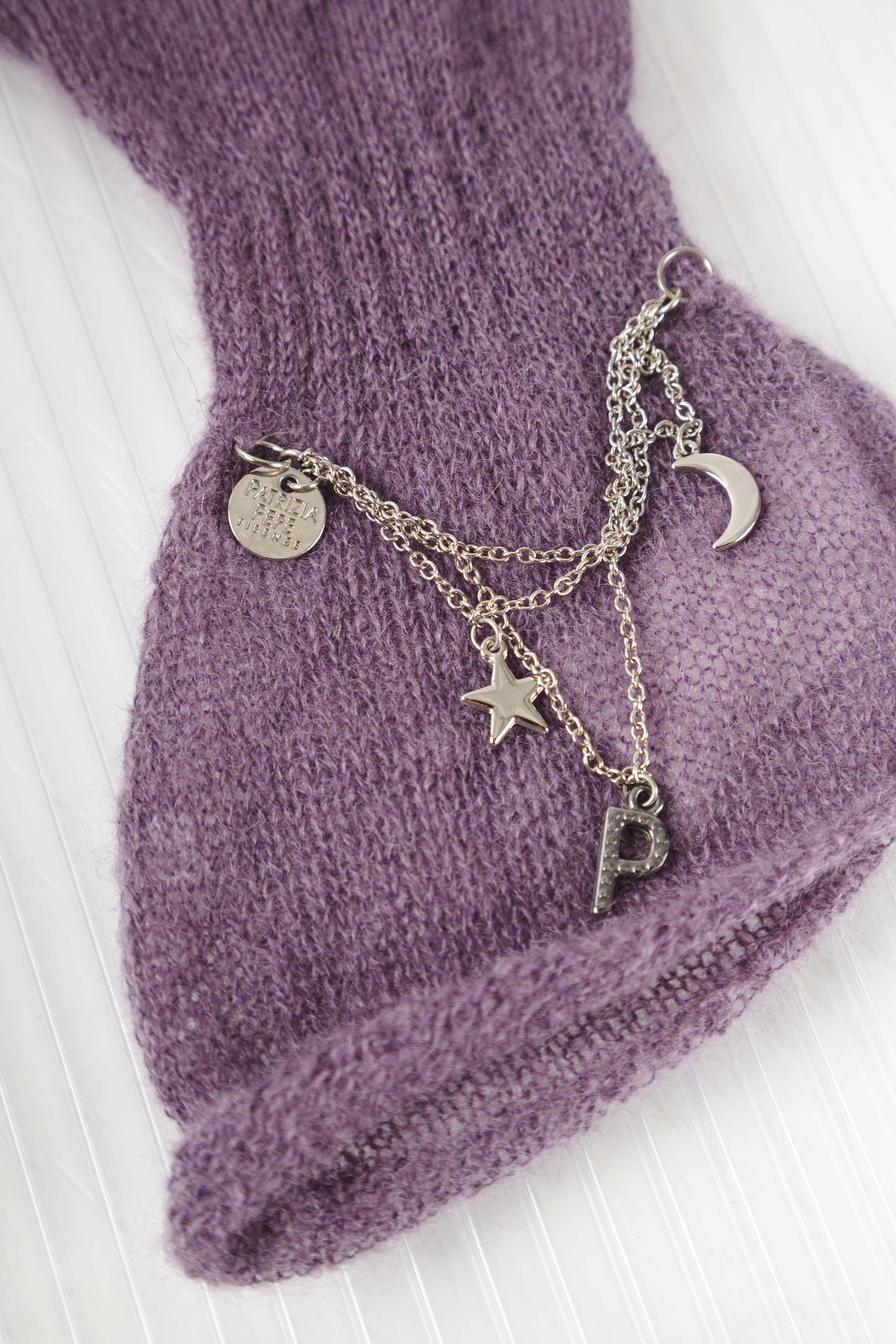 PURPLE SHEER WOOL CHAINED GLOVES