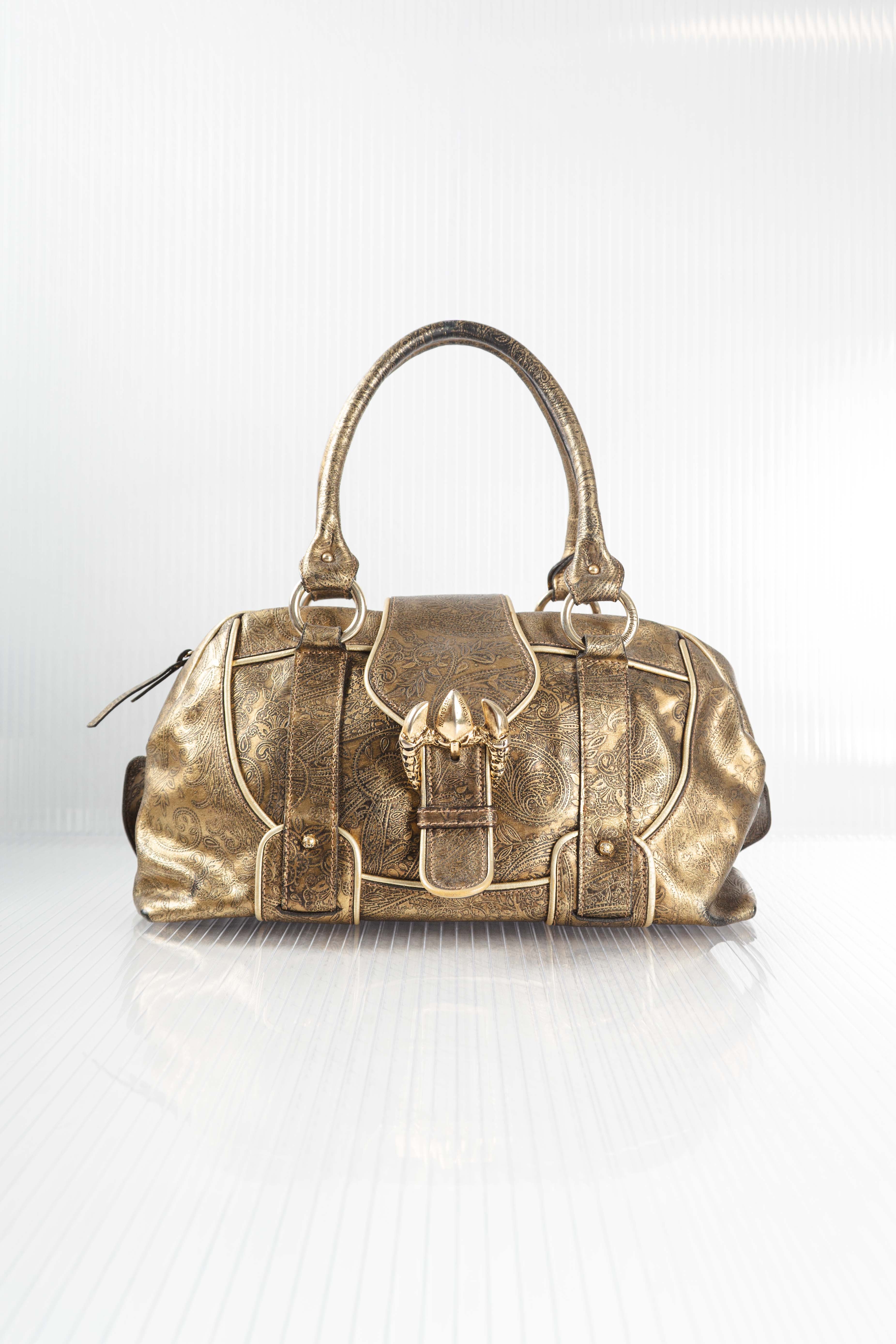 FW2007 GOLD PATTERNED LEATHER BUCKLE BAG
