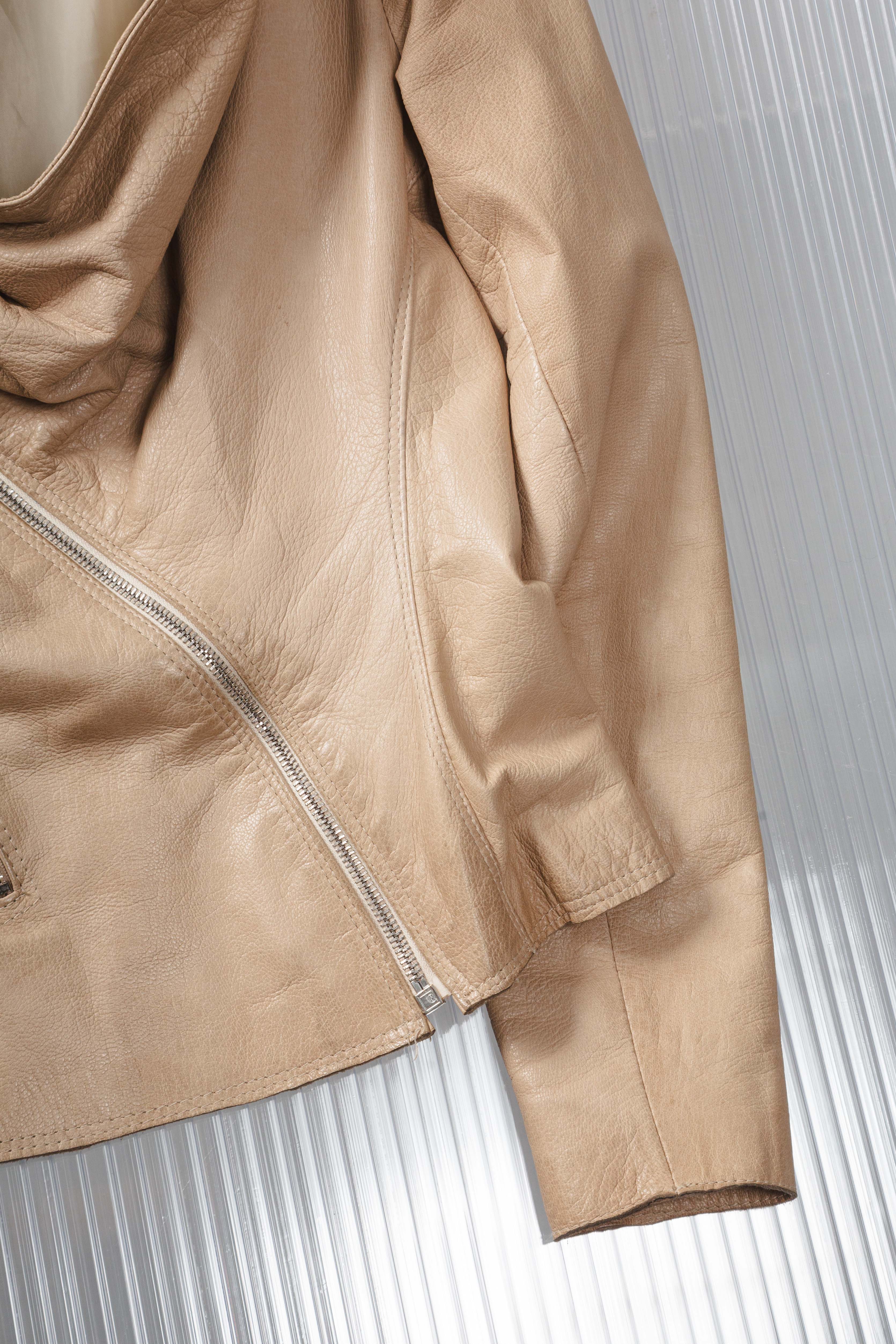 NUDE ASYMMETRIC DRAIPED LEATHER JACKET