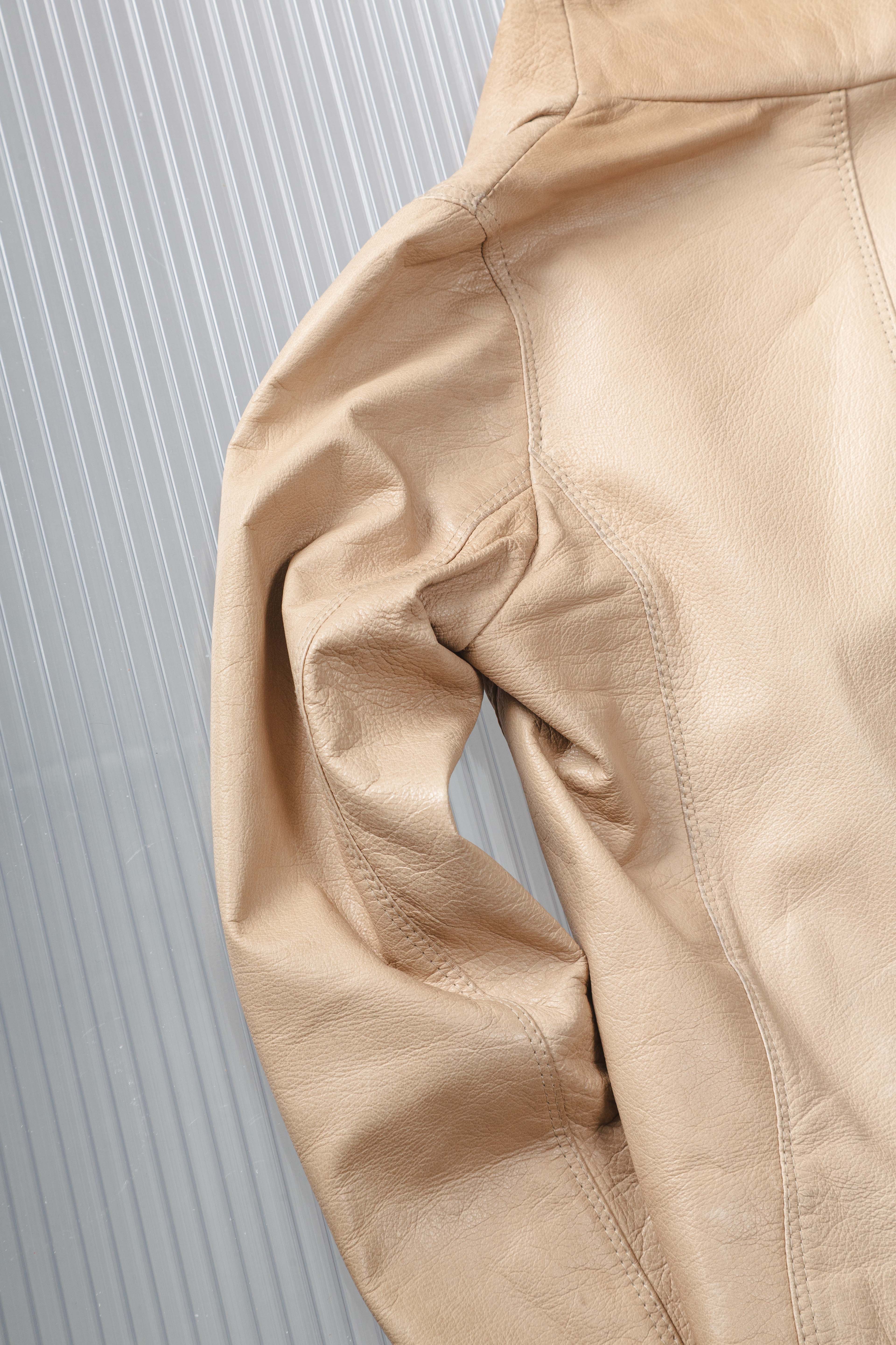 NUDE ASYMMETRIC DRAIPED LEATHER JACKET