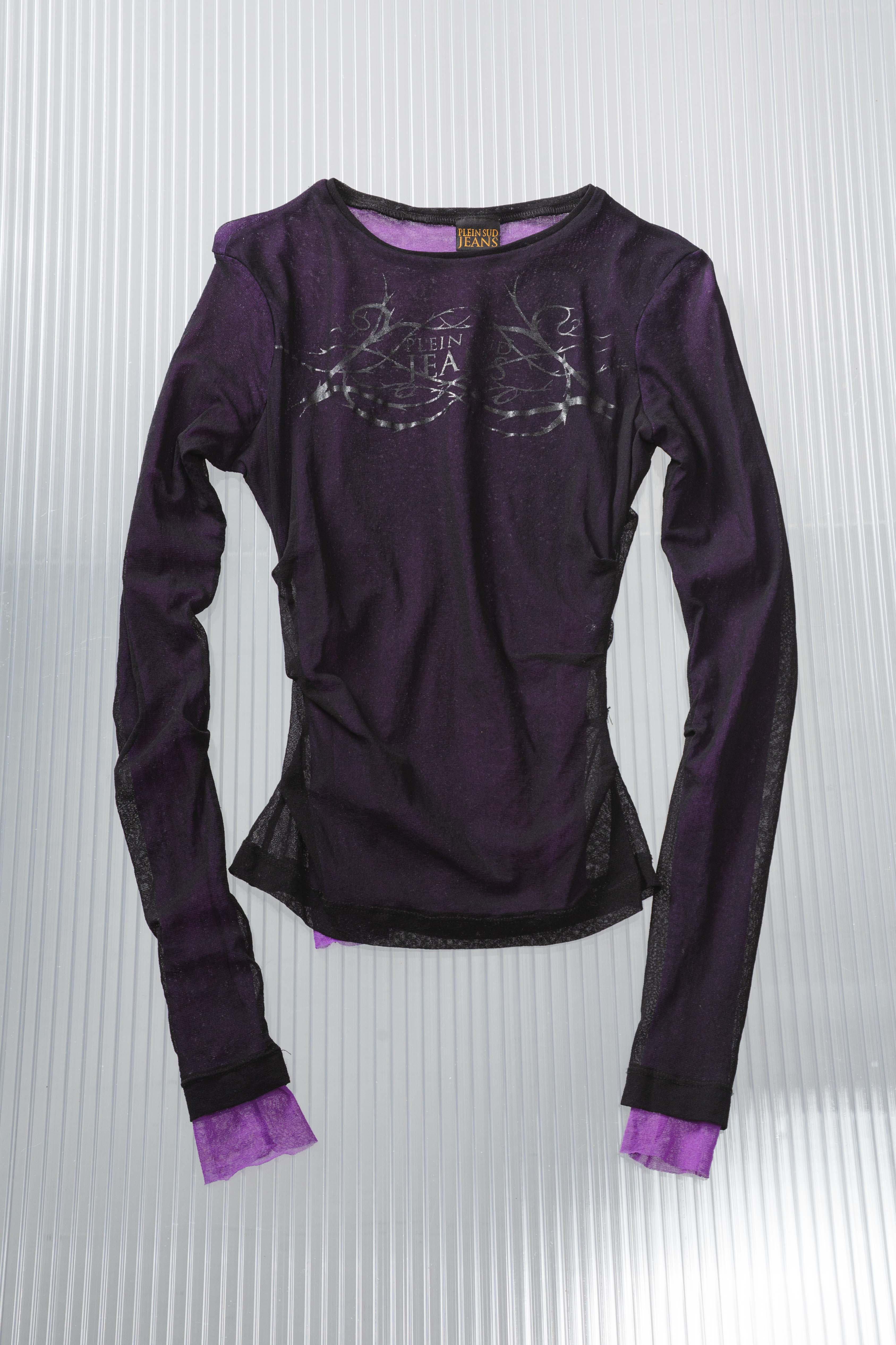 BLACK AND PURPLE MESH TOP