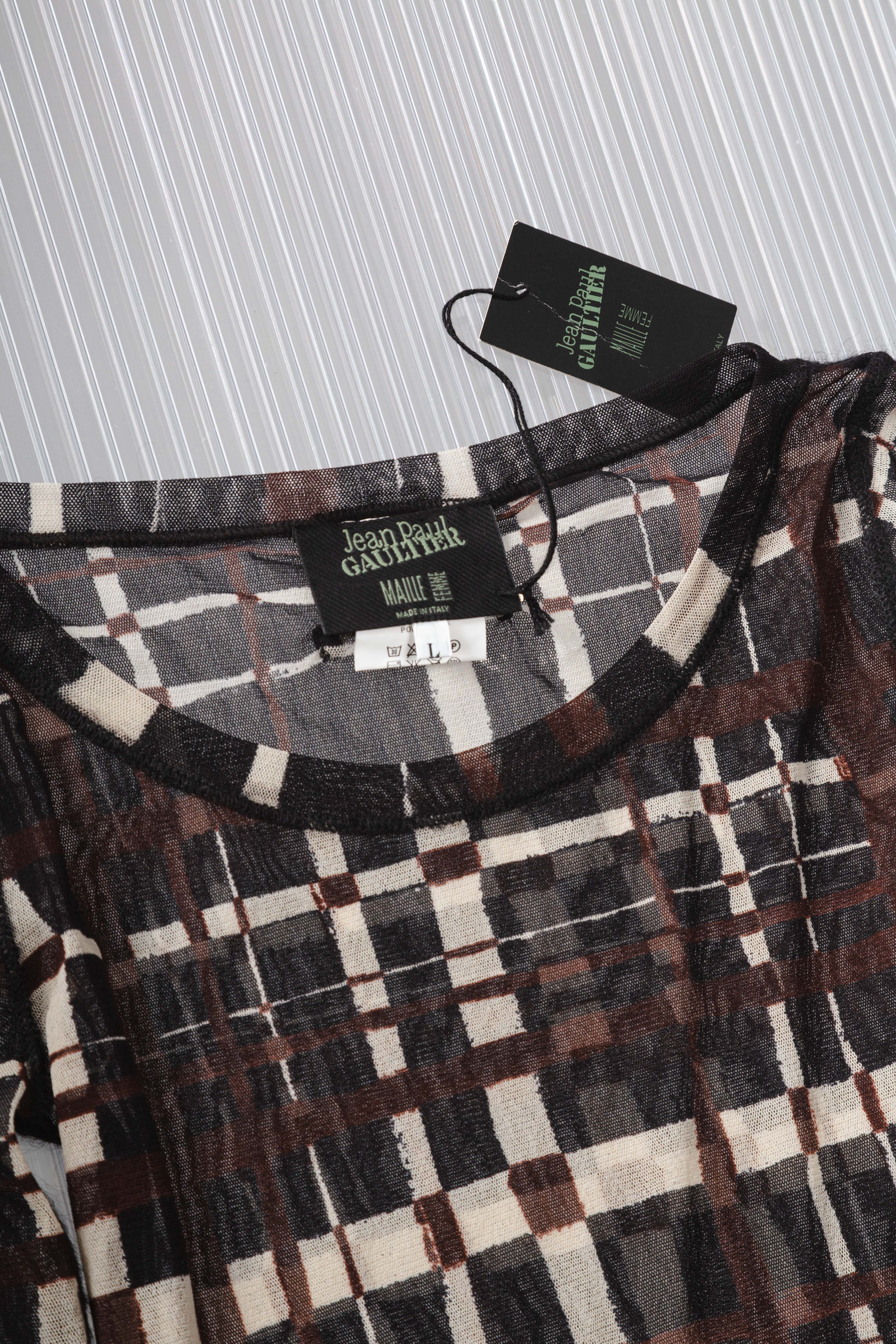 FW2001 CHECK MESH LONG SLEEVED TOP