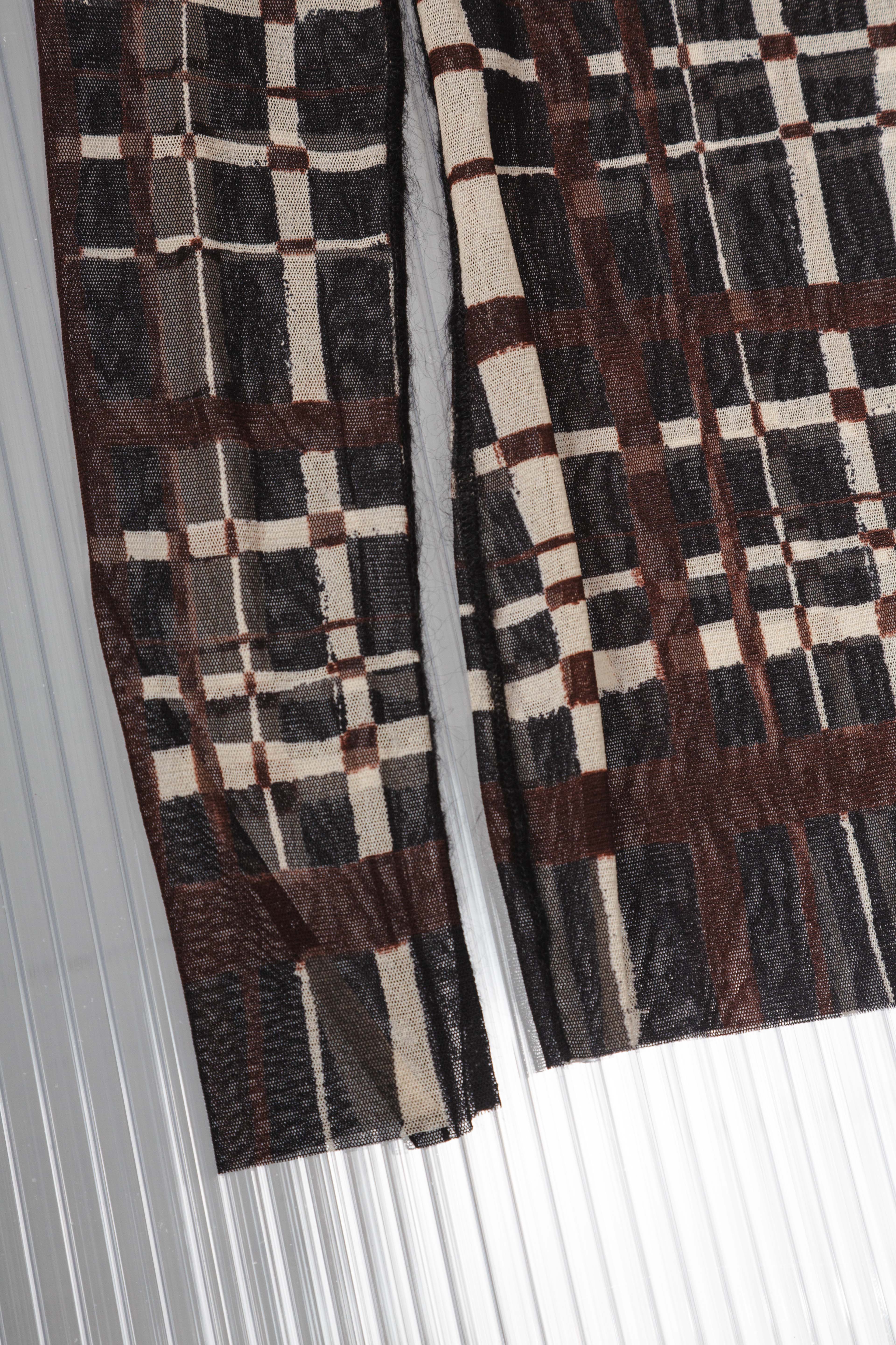 FW2001 CHECK MESH LONG SLEEVED TOP