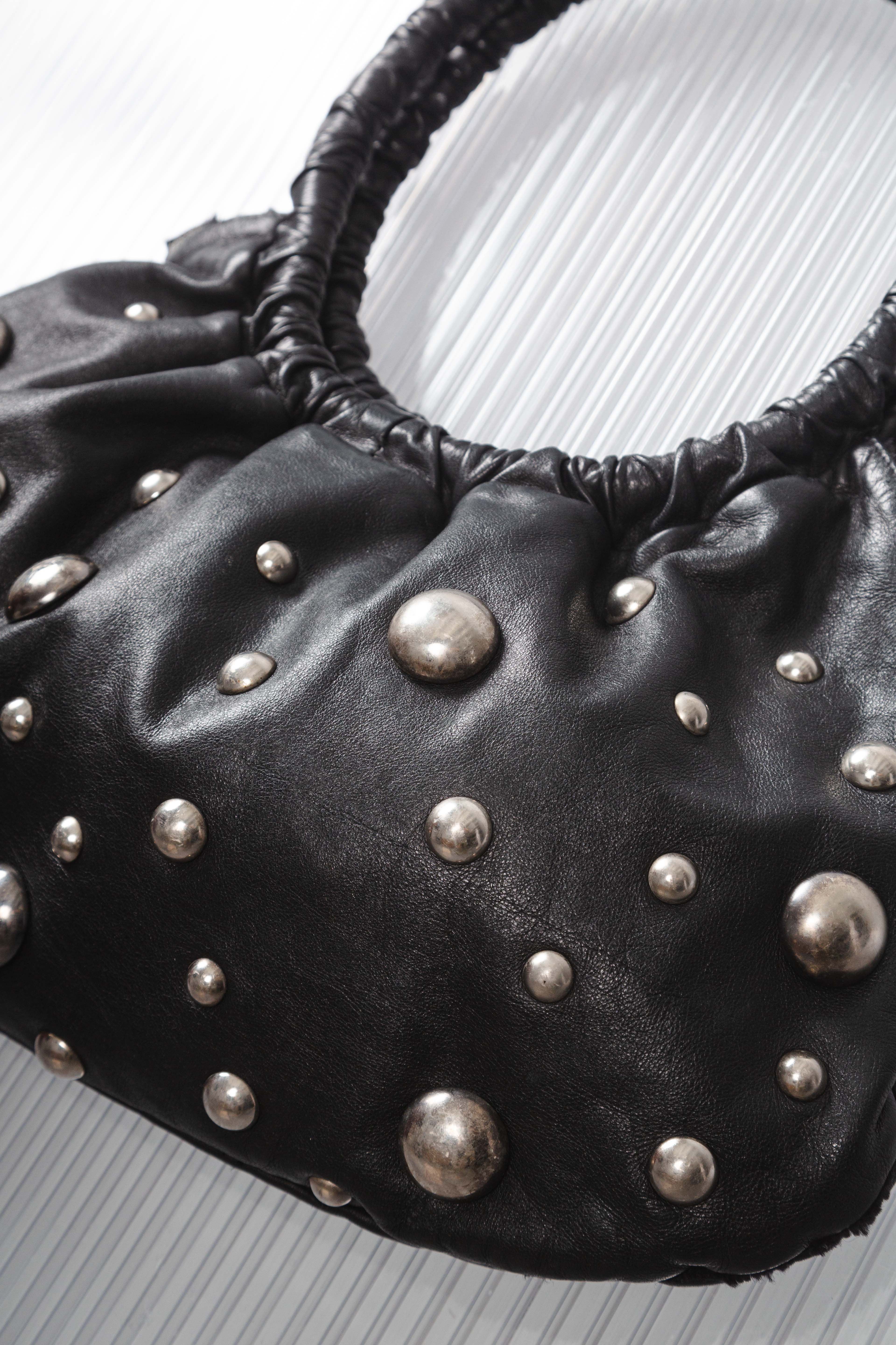 STUDDED DOTS LEATHER HANDBAG
