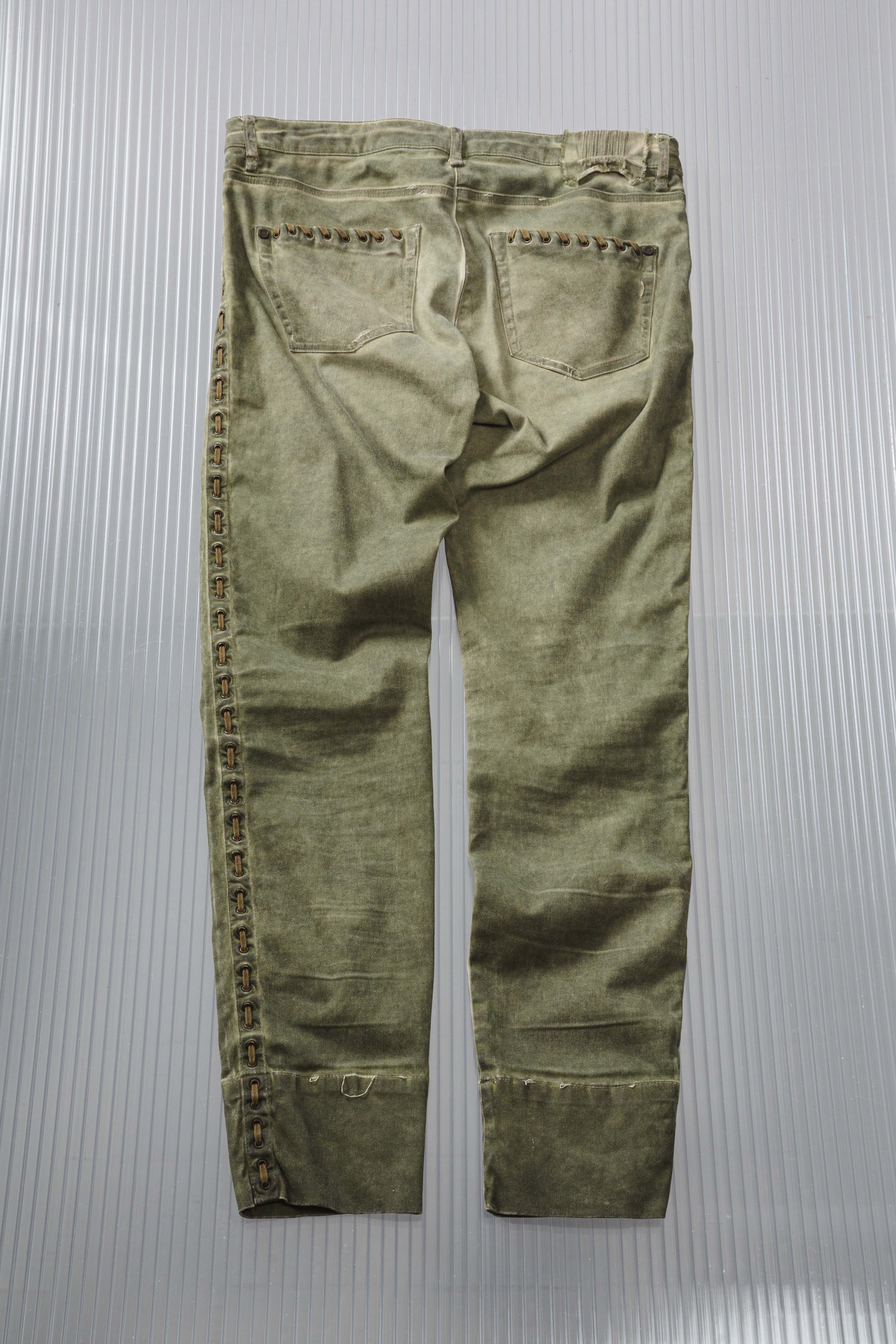 WASHED GREEN LACED PANTS