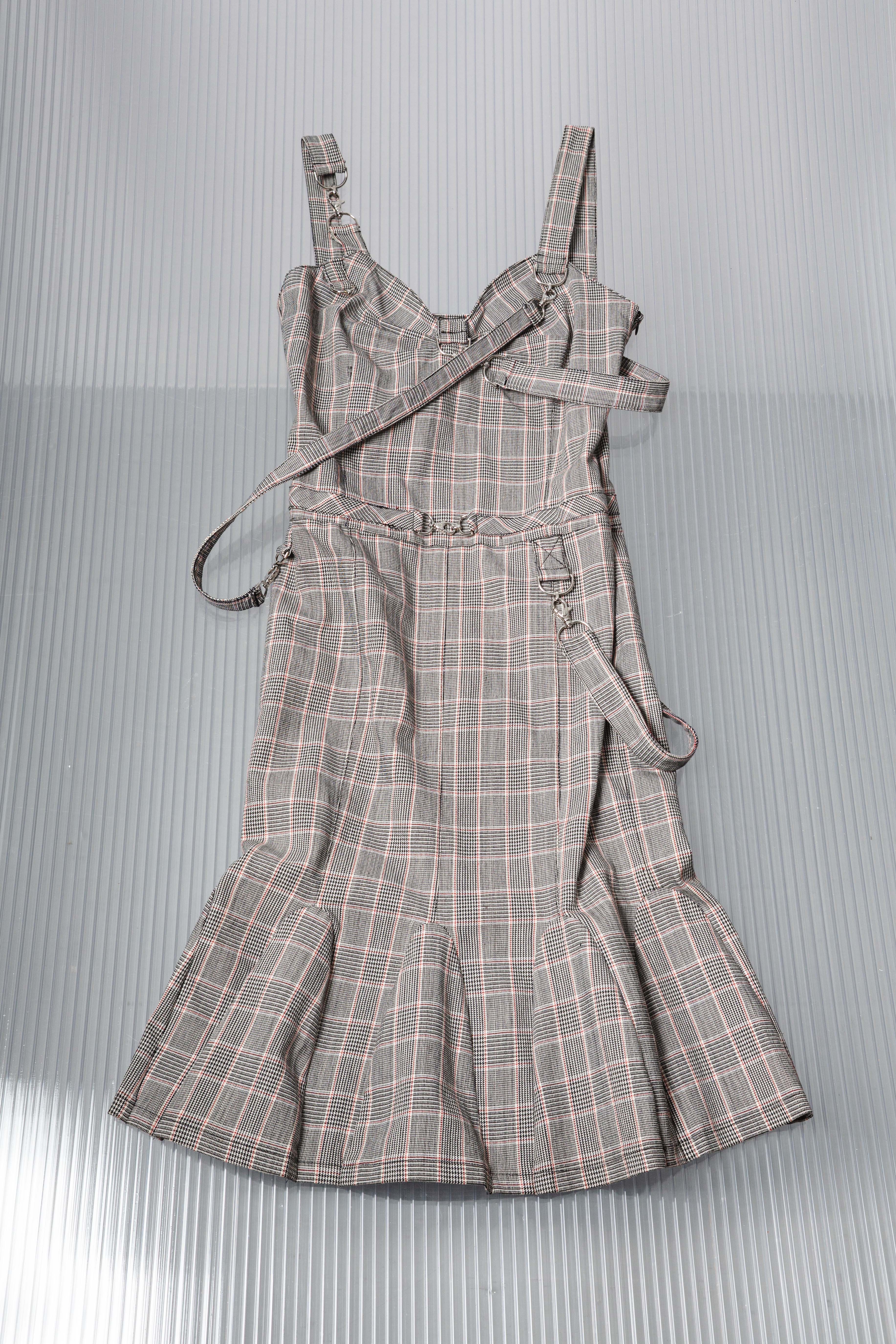 MOSCHINO PLAID UTILLITY MIDI DRESS