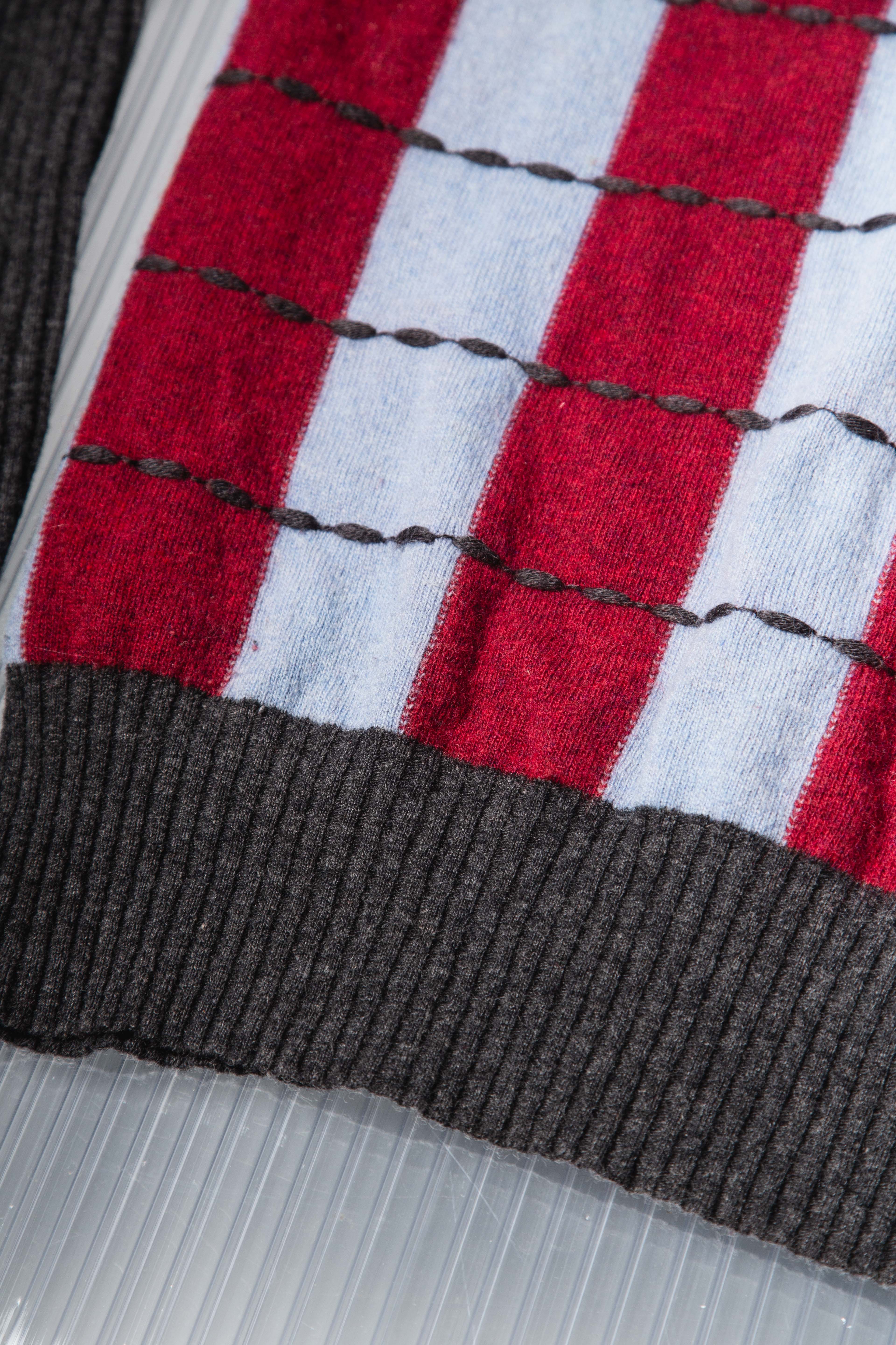 DOLCE & GABBANA PLAID TRICOLOR WOOL SWEATER