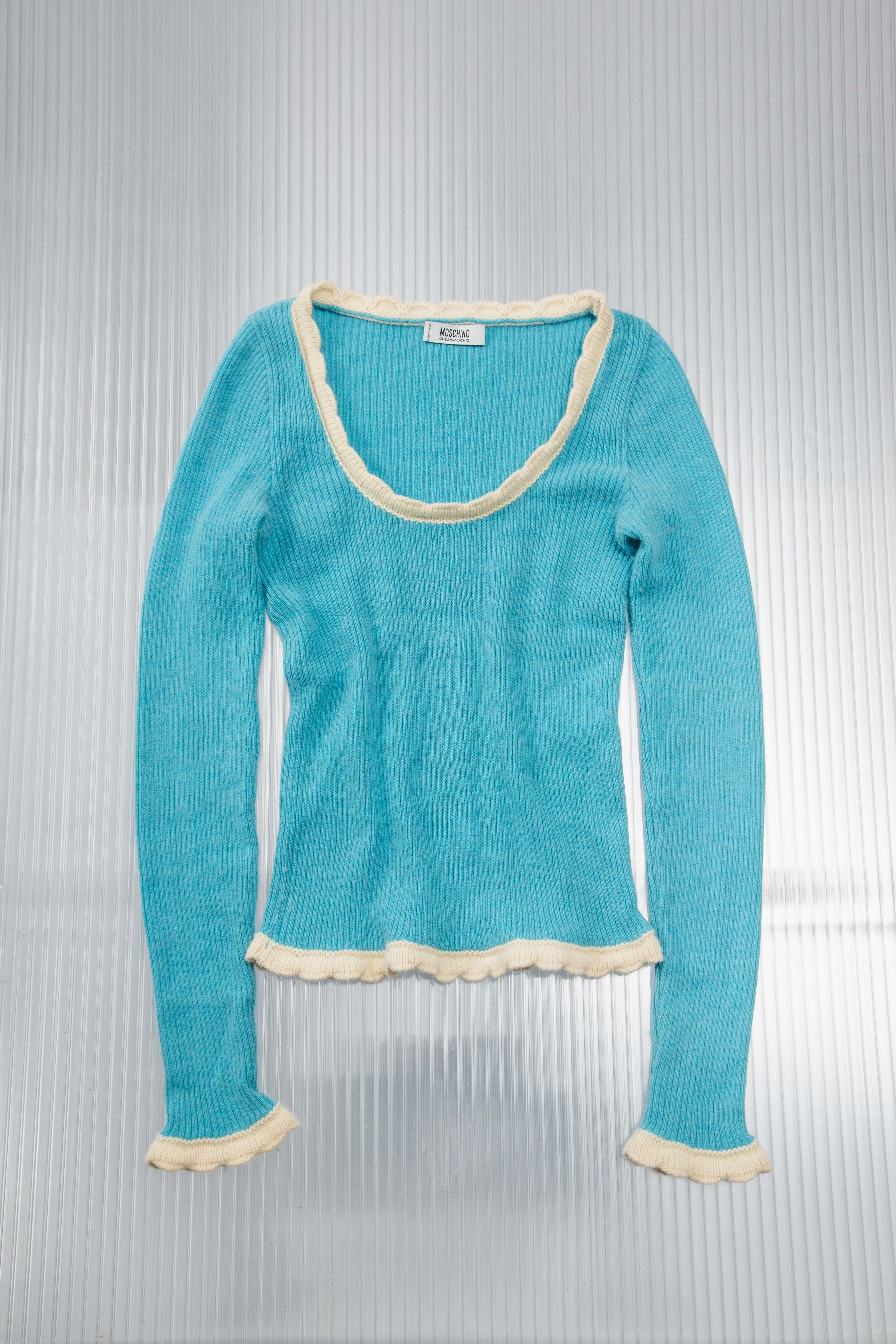 BLUEISH WOOL RIBBED SWEATER